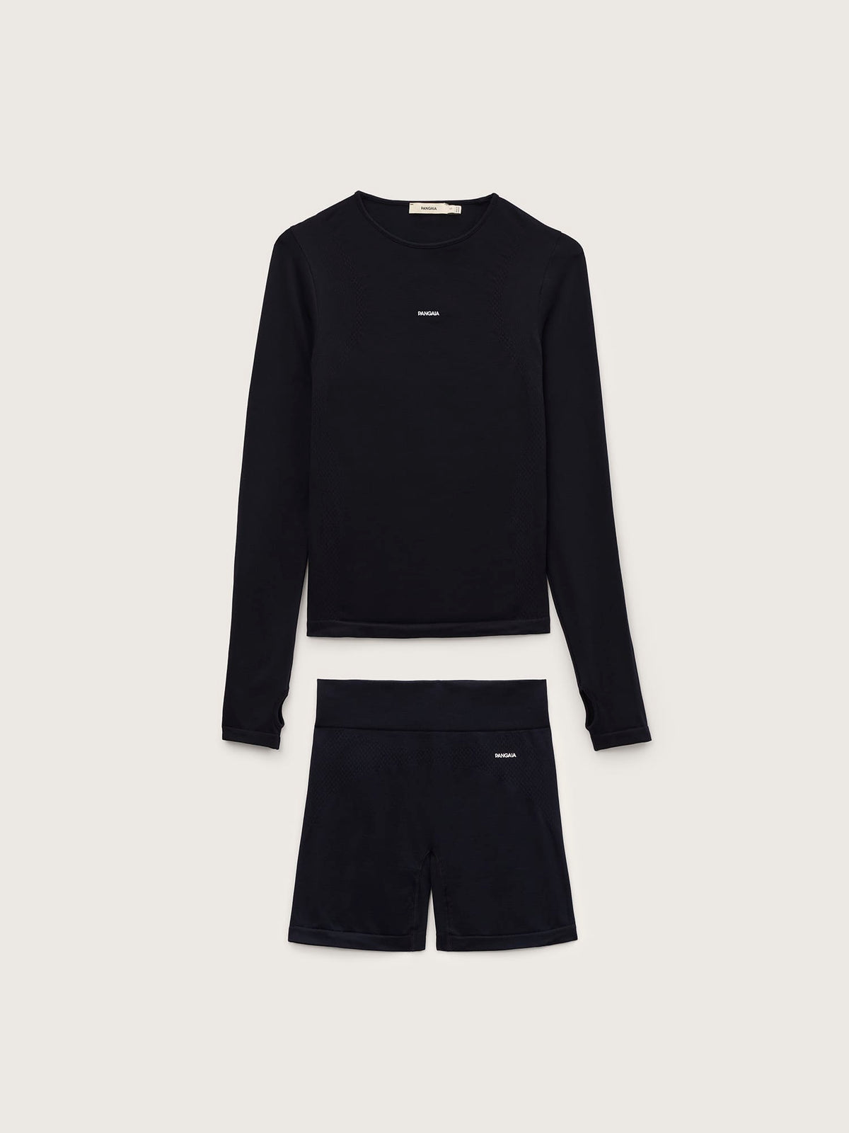 Womens Bio-Based Long Sleeve Top and Cycle Shorts Set—Black