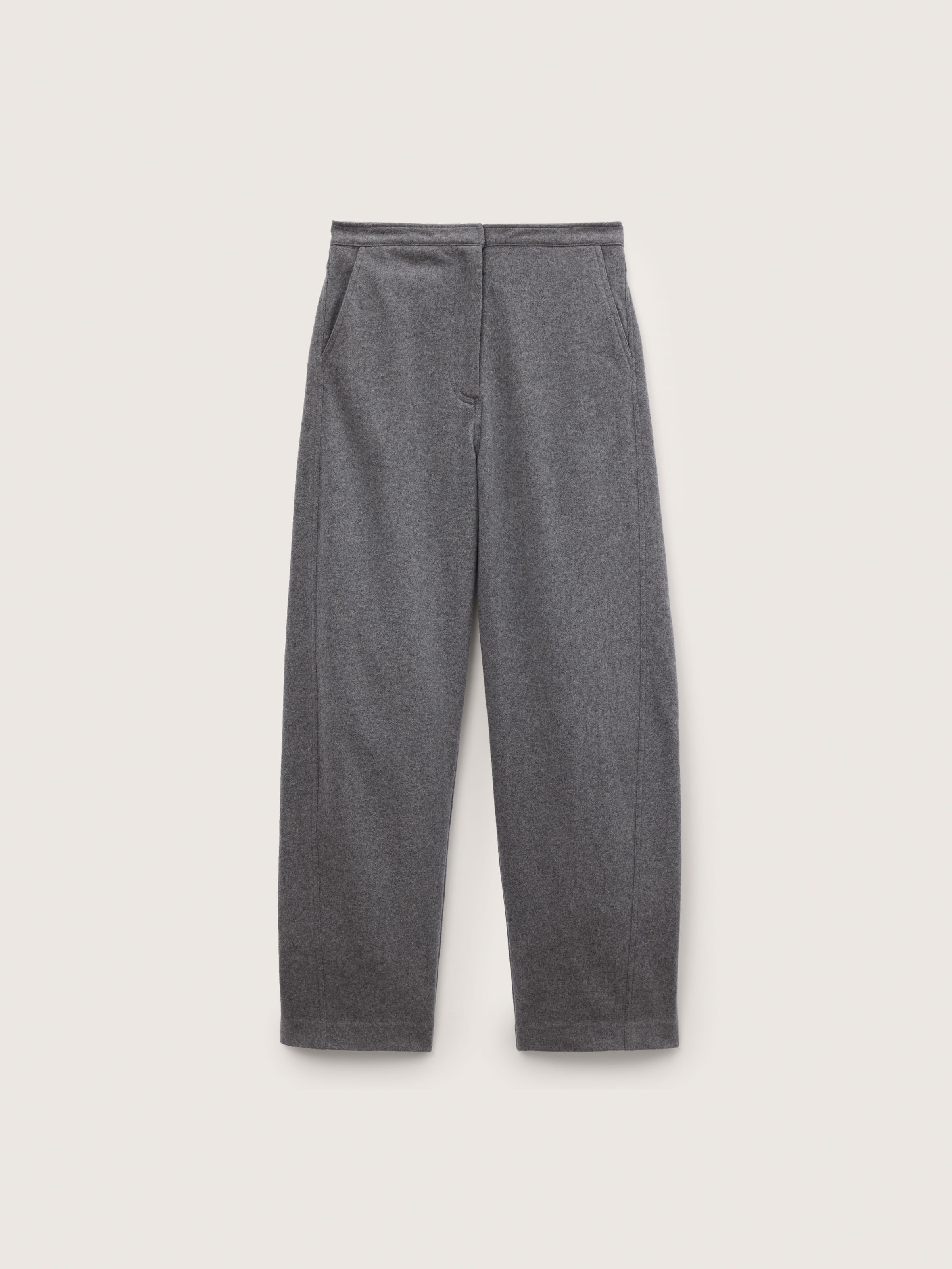 Womens Wool Jersey Trousers—Grey Marl