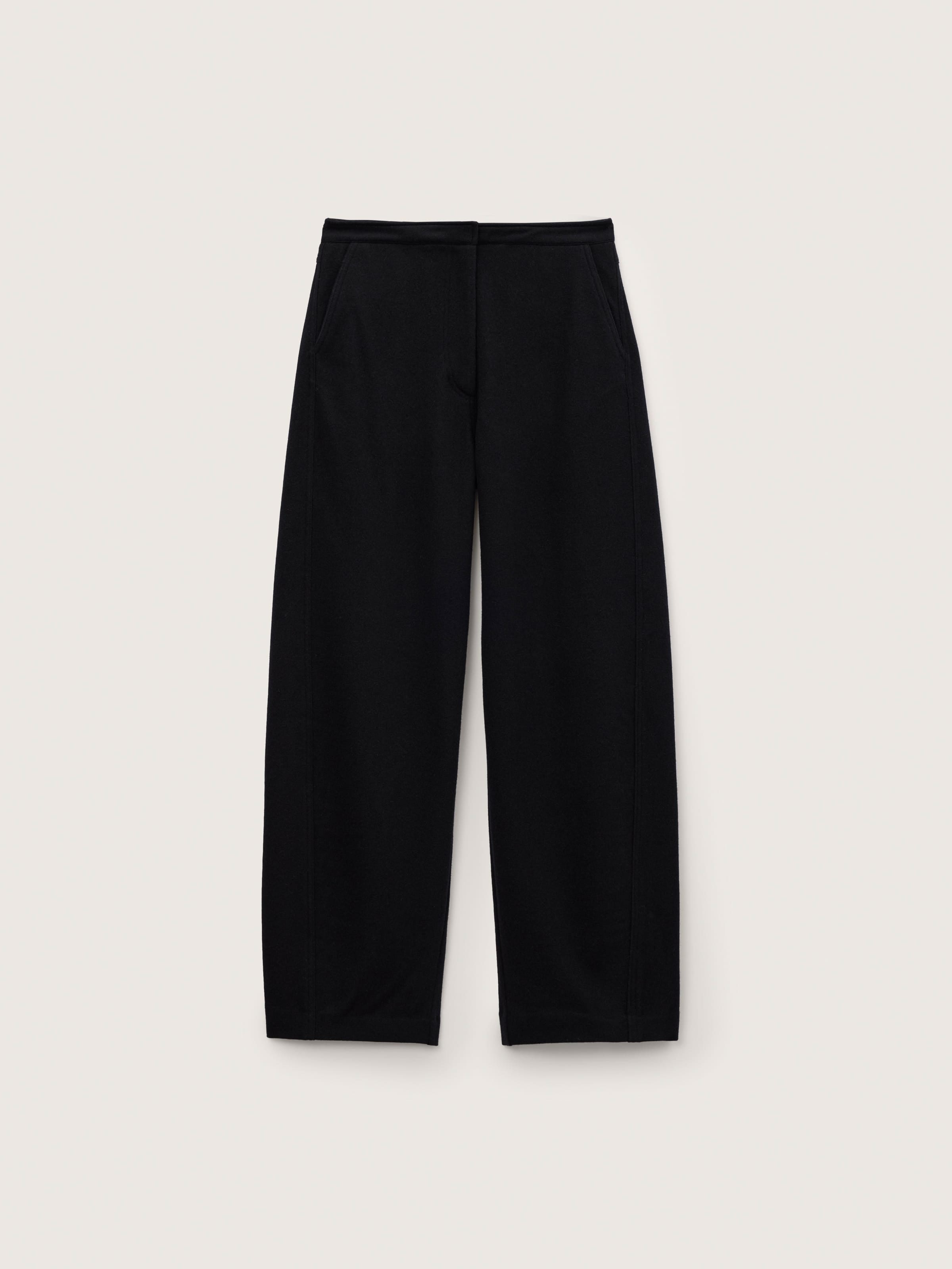 Womens Wool Jersey Trousers—Black