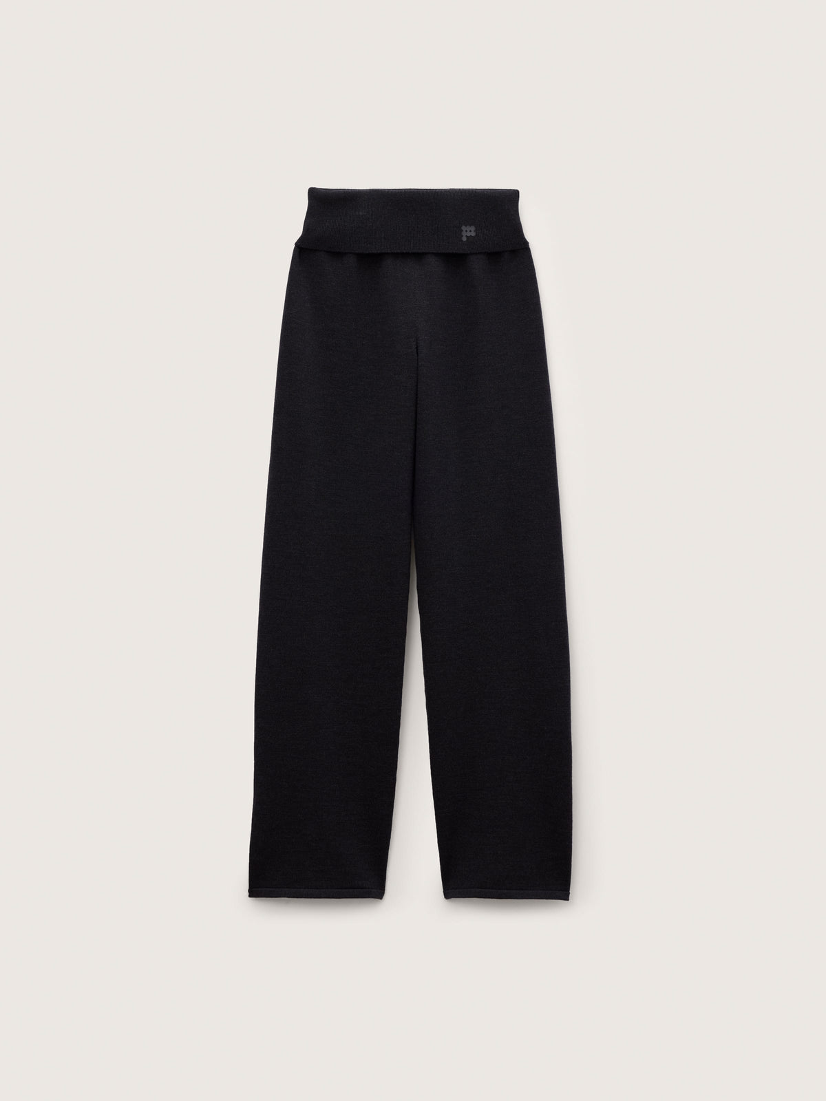 Womens Merino Wool Straight Leg Trousers—Smoked Black