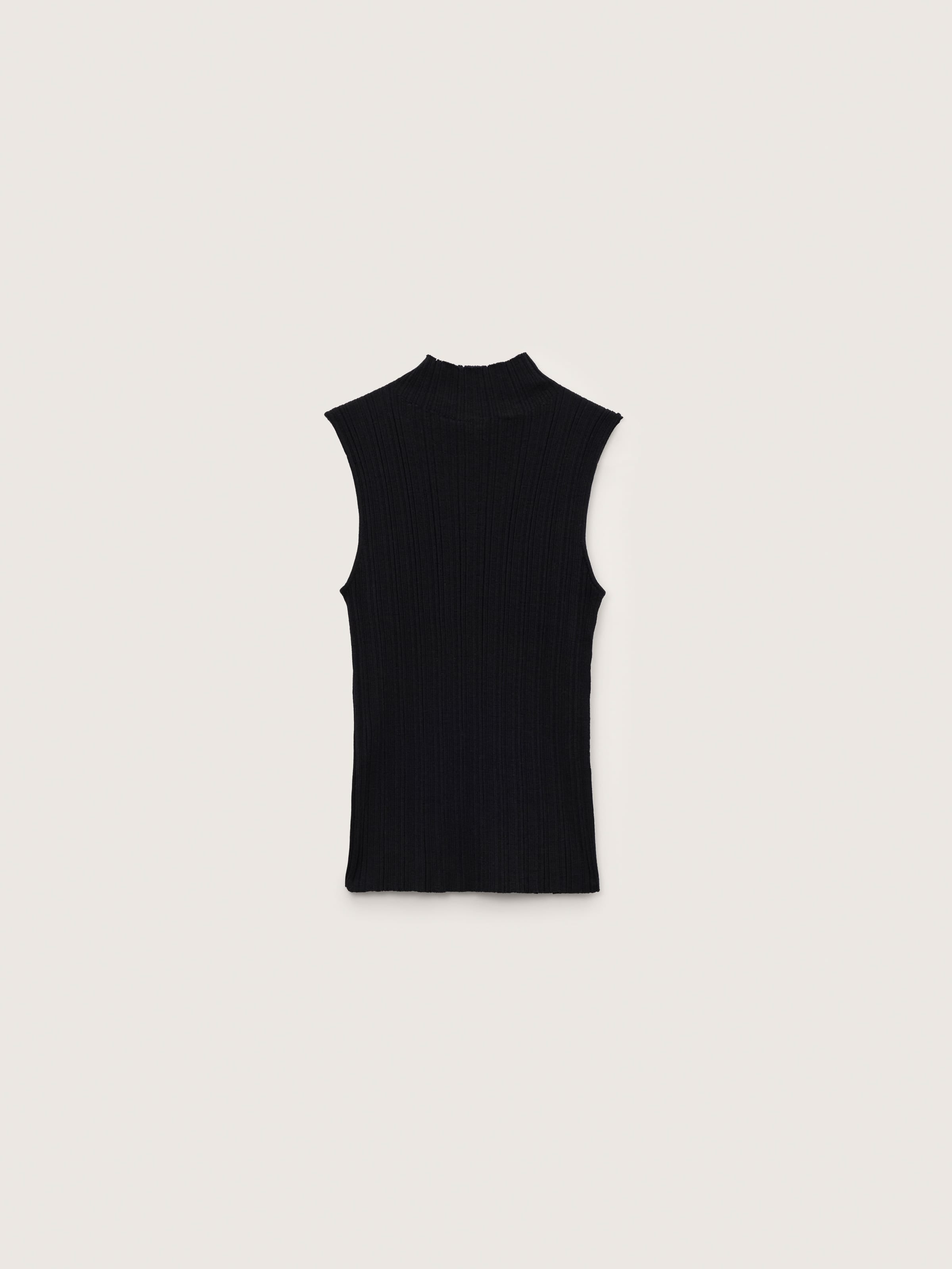 Womens Merino Wool Sleeveless Top—Black