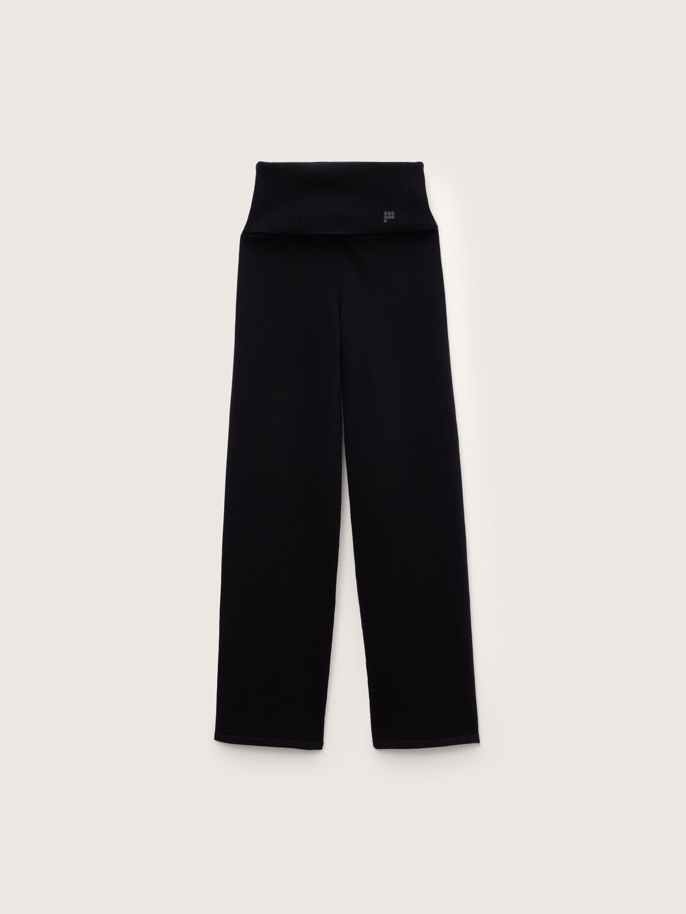 Womens Cashmere and Merino Wool Blend Straight Leg Trousers—Black