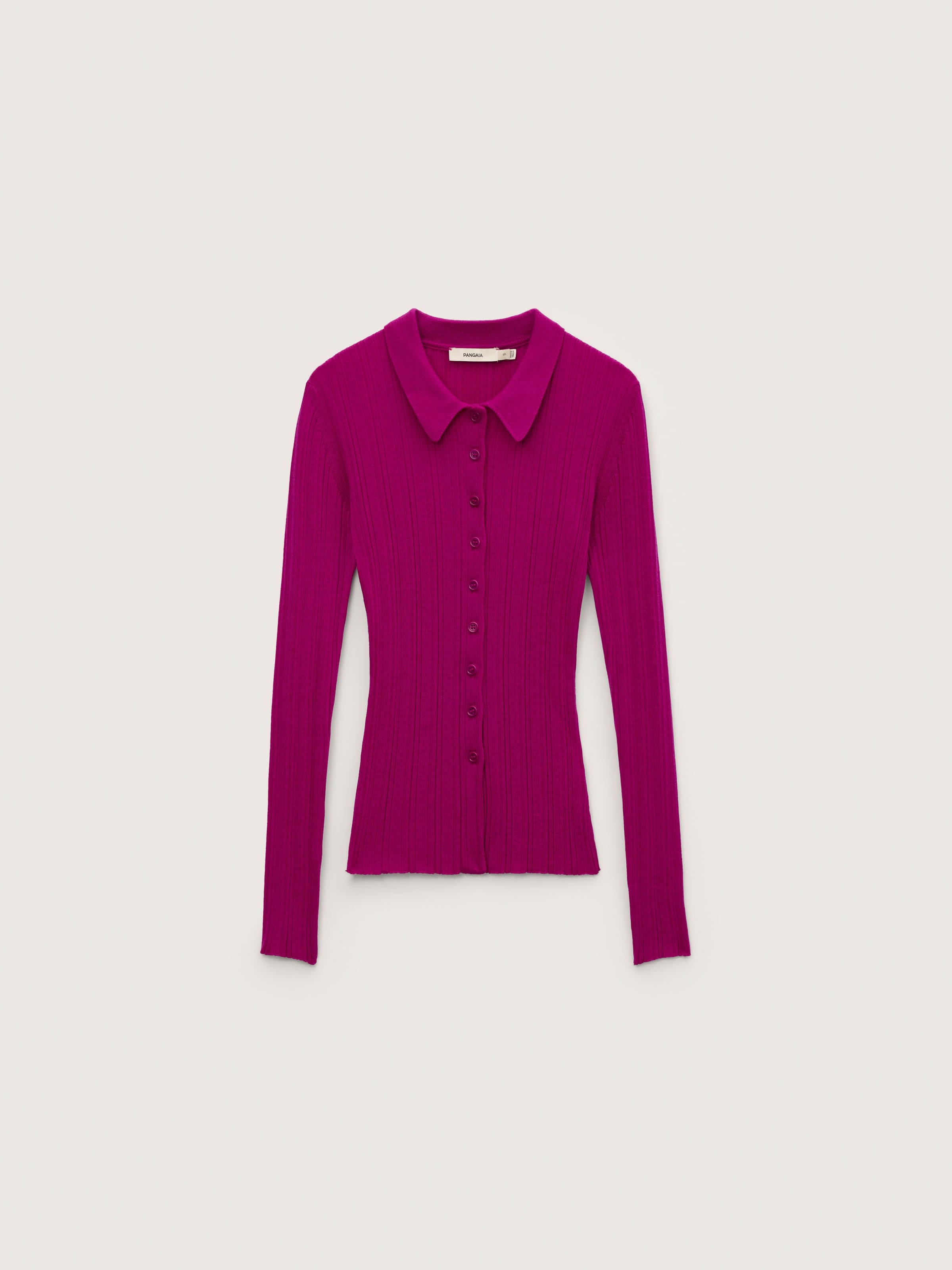 Womens Merino Wool Button Up Top—Festival Fuchsia