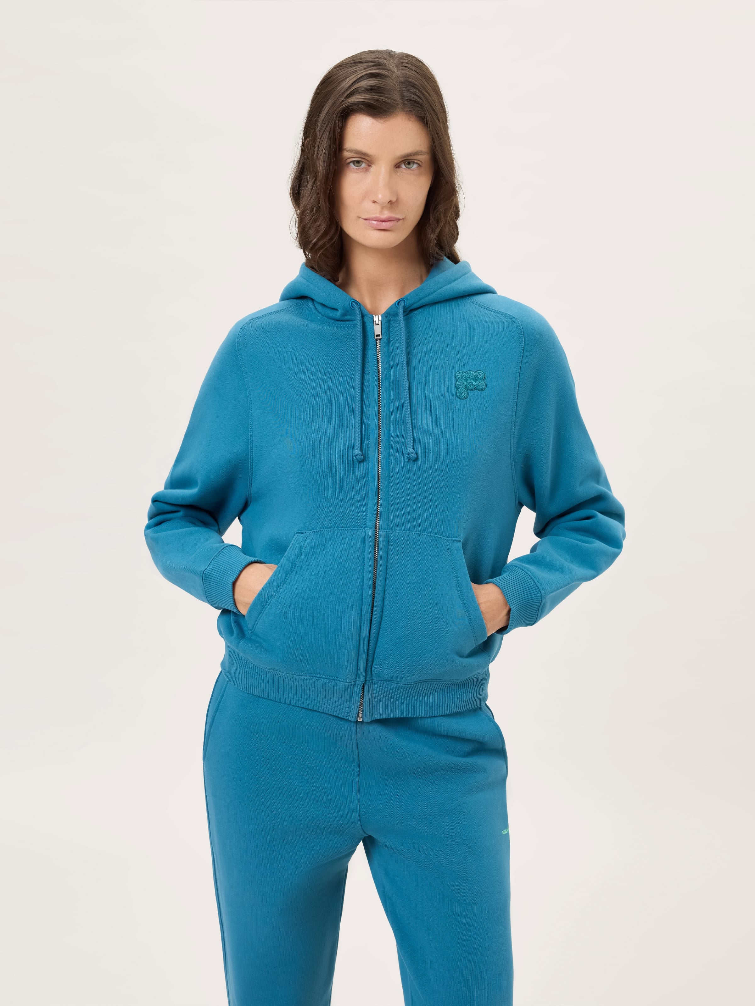 Womens Heavyweight Drawstring Zip Up Hoodie—Crimson Echo