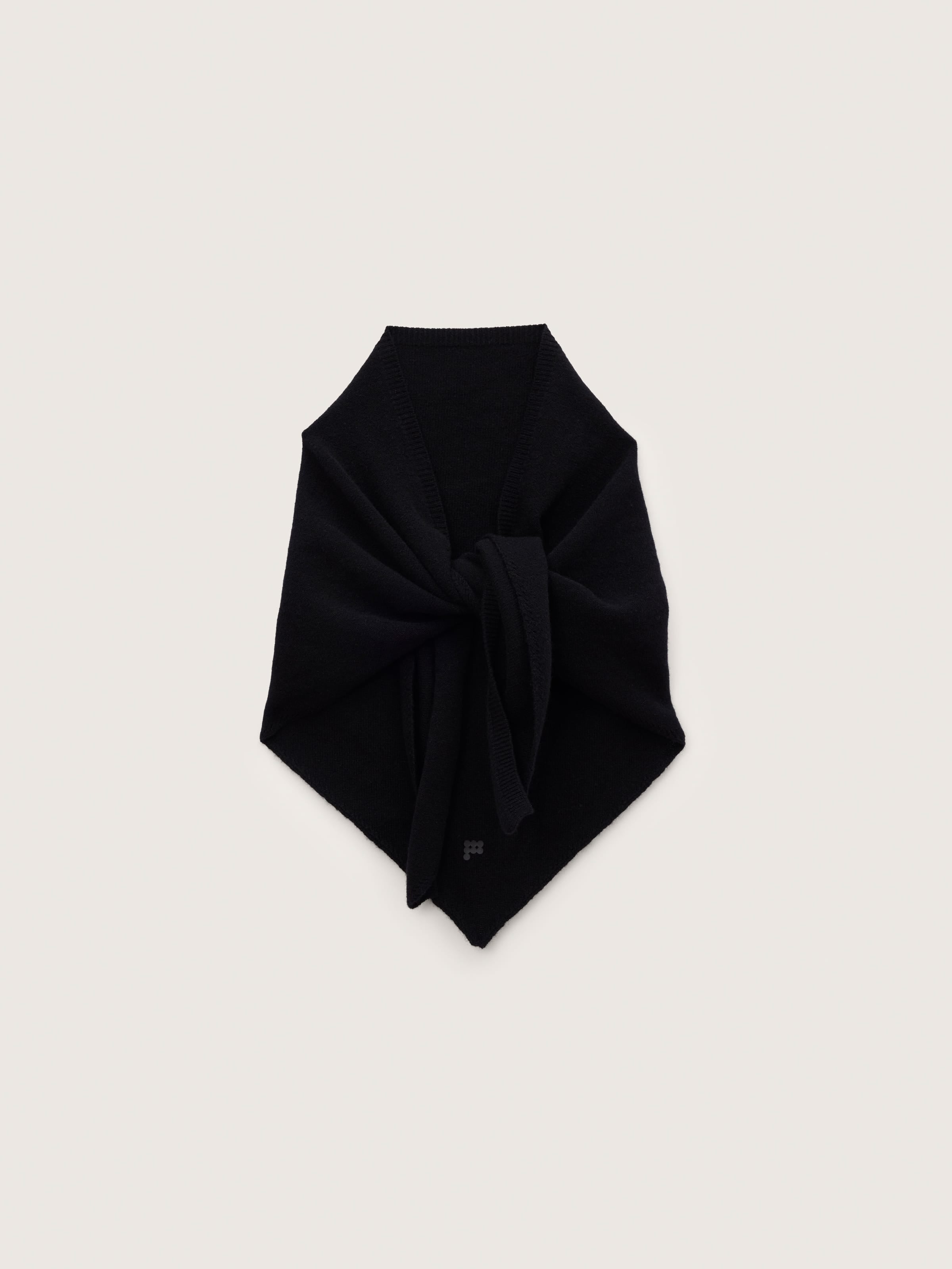Cashmere and Merino Wool Blend Bandana Scarf—Black