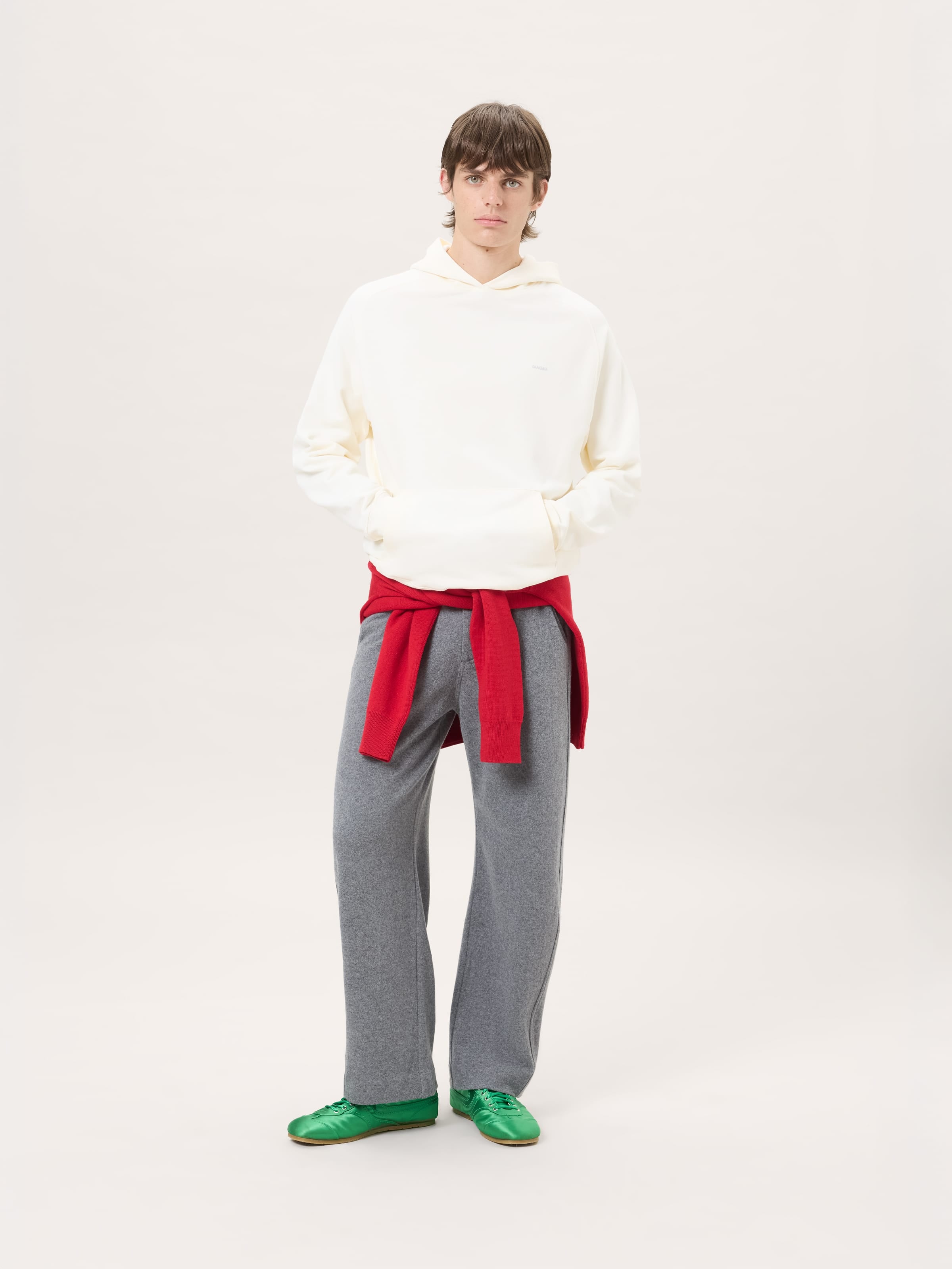 Mens Wool Jersey Trousers—Grey Marl