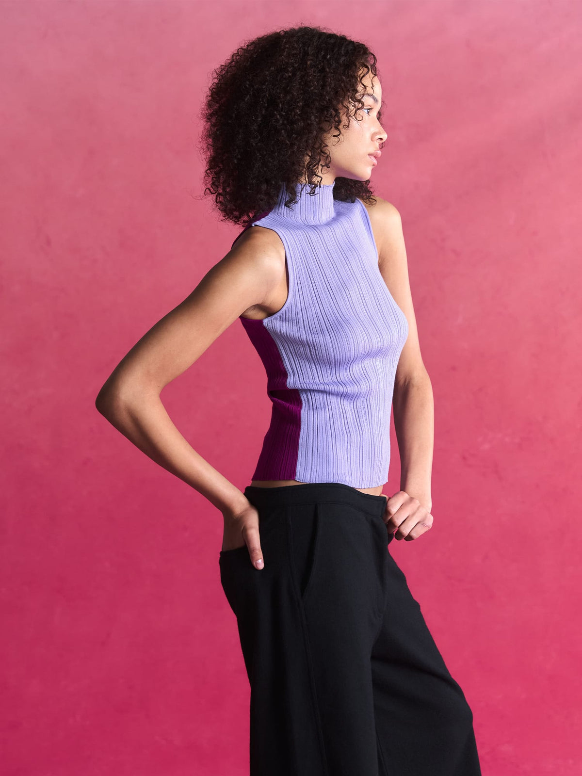 Womens Merino Wool Sleeveless Top—Lavender Haze