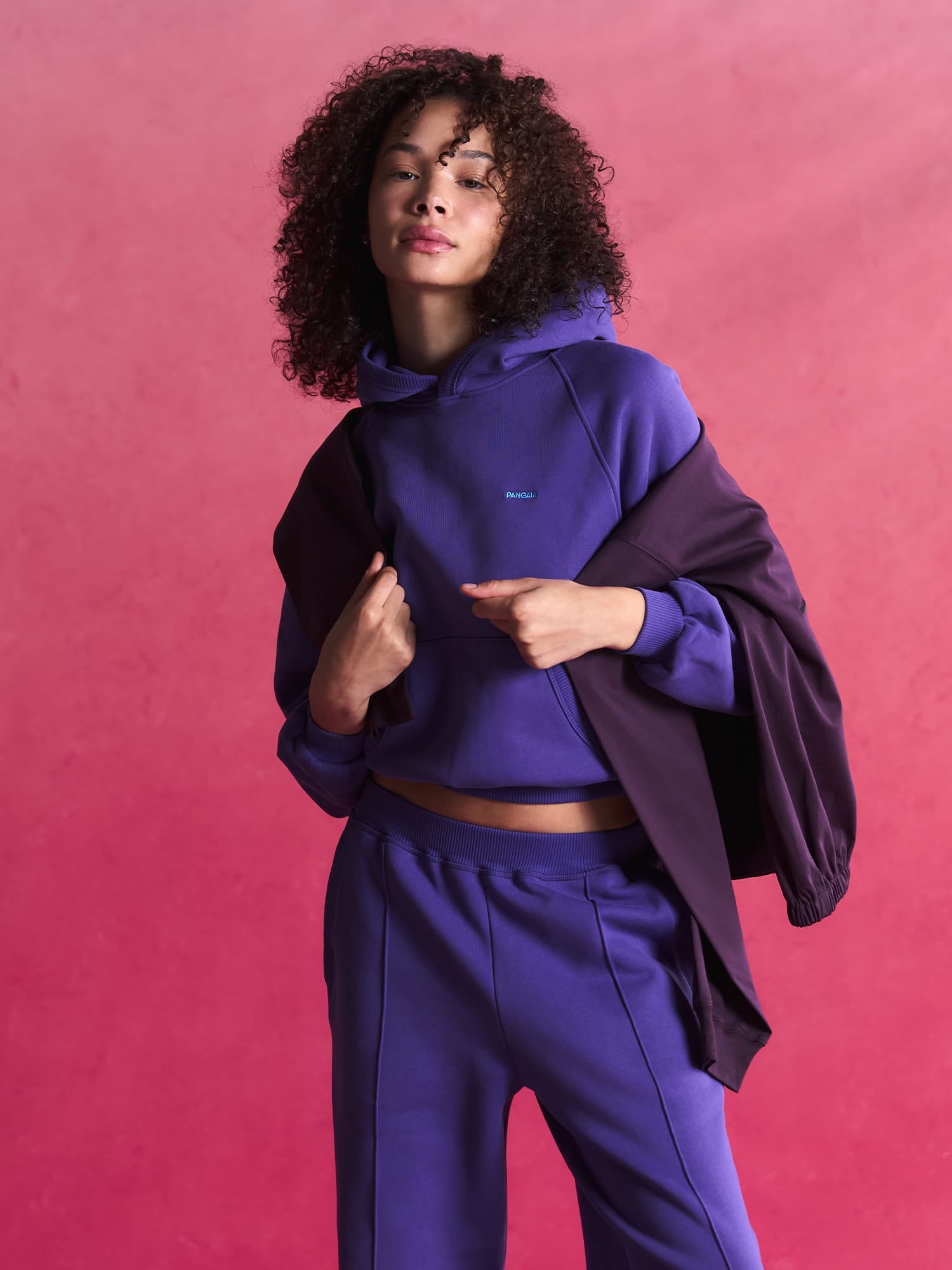 Womens Heavyweight Logo Straight Leg Track Pants—Velvet Dusk