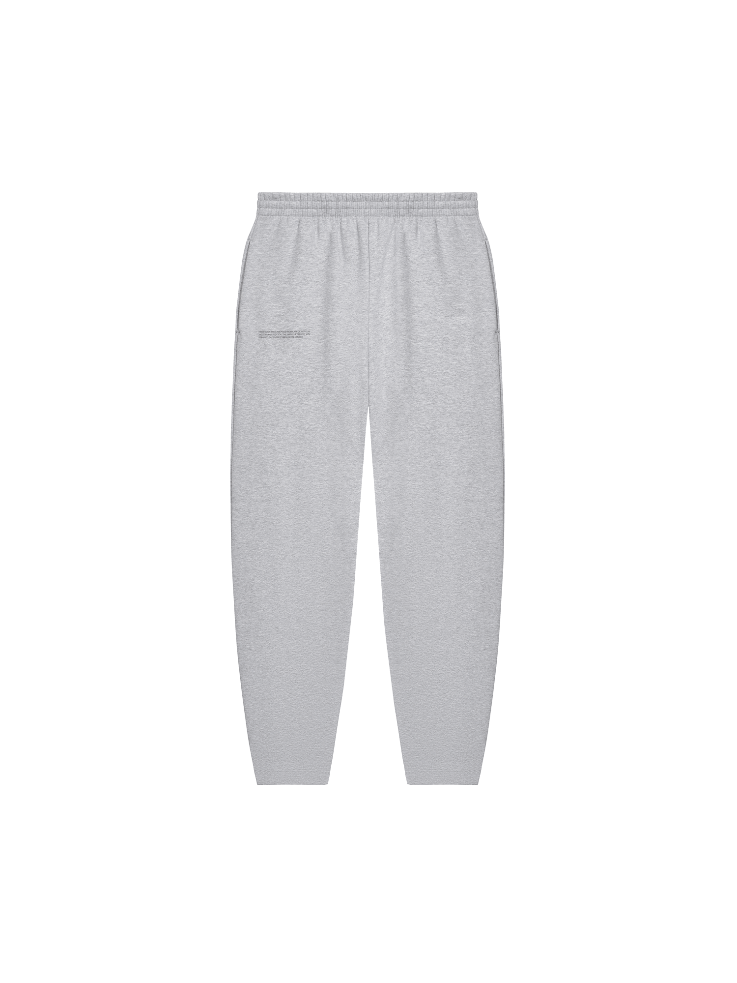 Heavyweight heather grey organic recycled cotton sweatpants packshot with relaxed fit and elastic waist