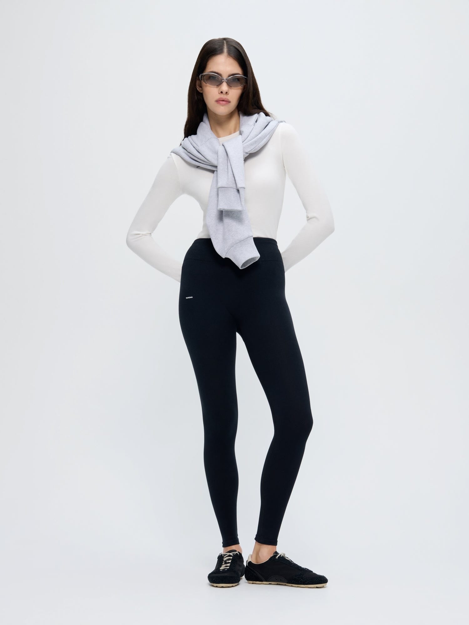 Womens Cotton-Stretch Leggings—black