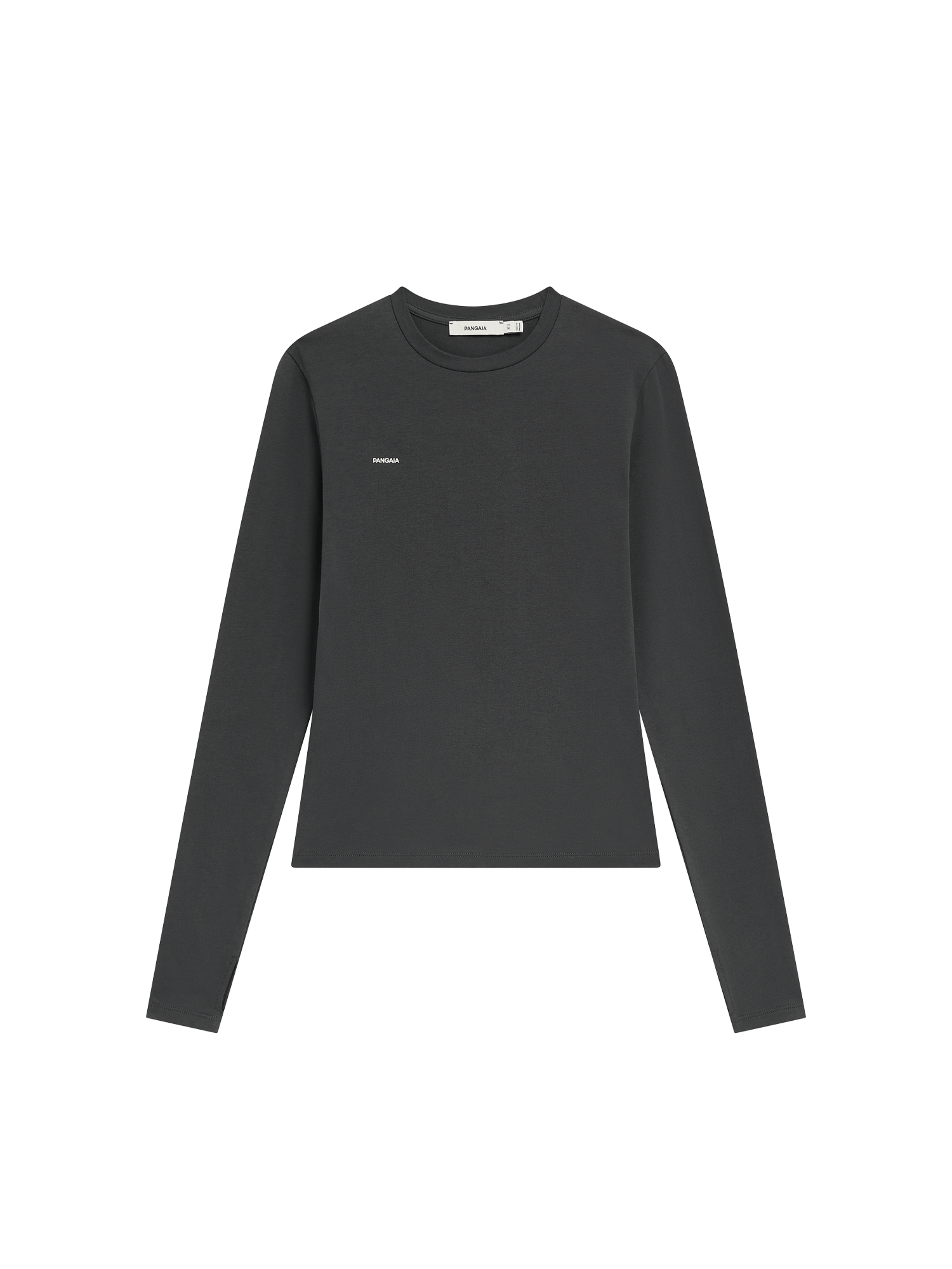 Womens Cotton-Stretch Long-Sleeved Top—Smoked Black