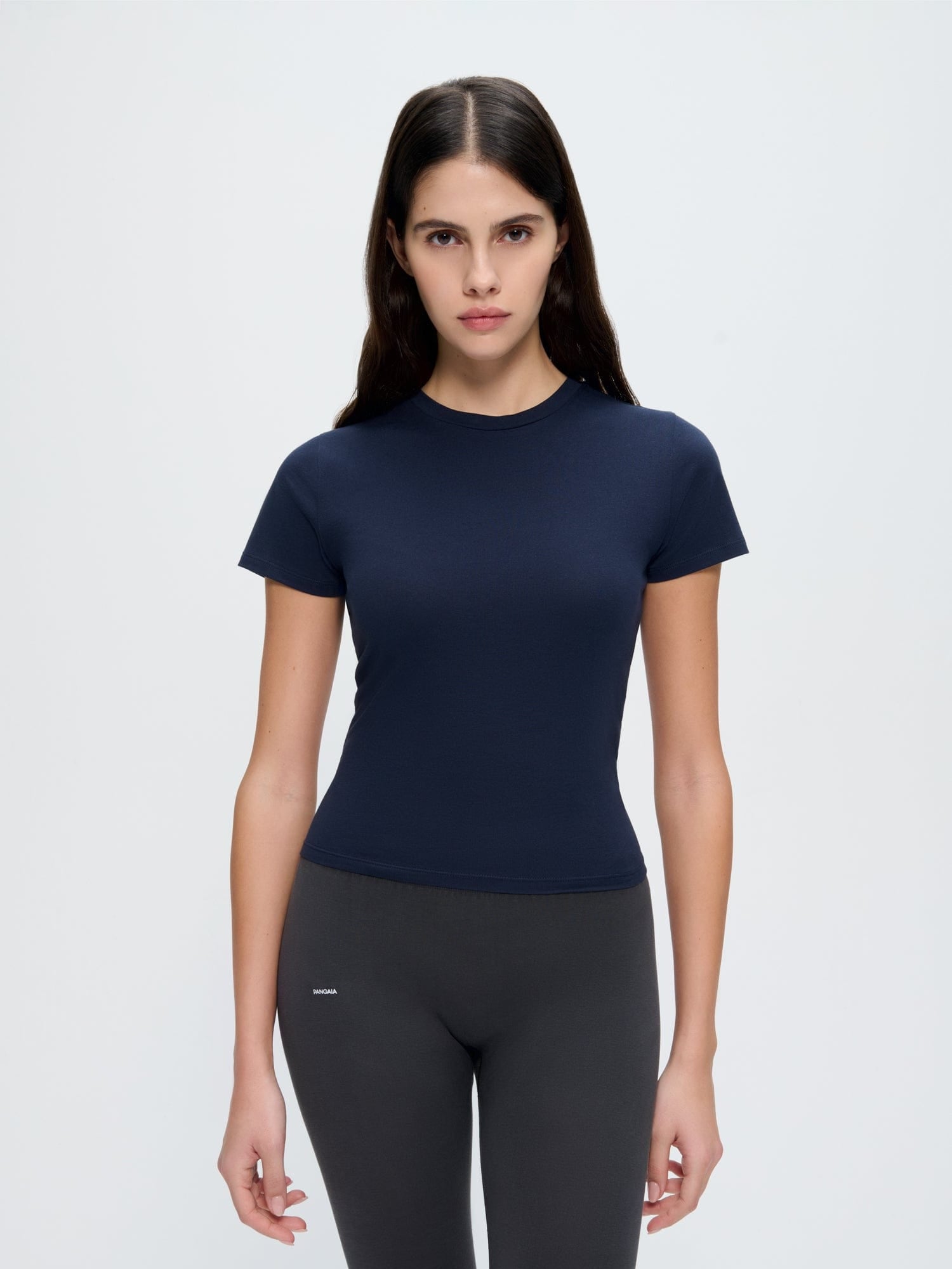 Womens Cotton-Stretch Slim T-Shirt—Midnight Navy