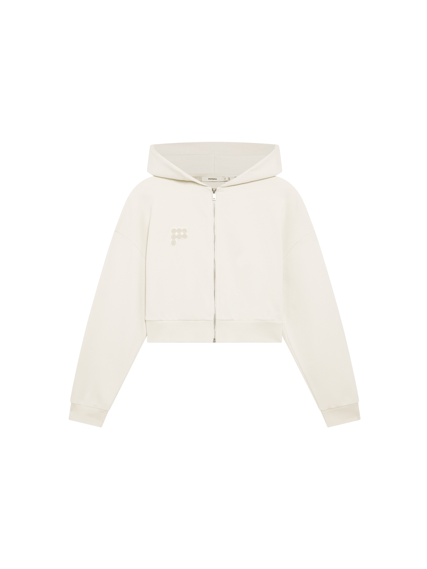 Womens Cropped Zip Up Hoodie—Bone White