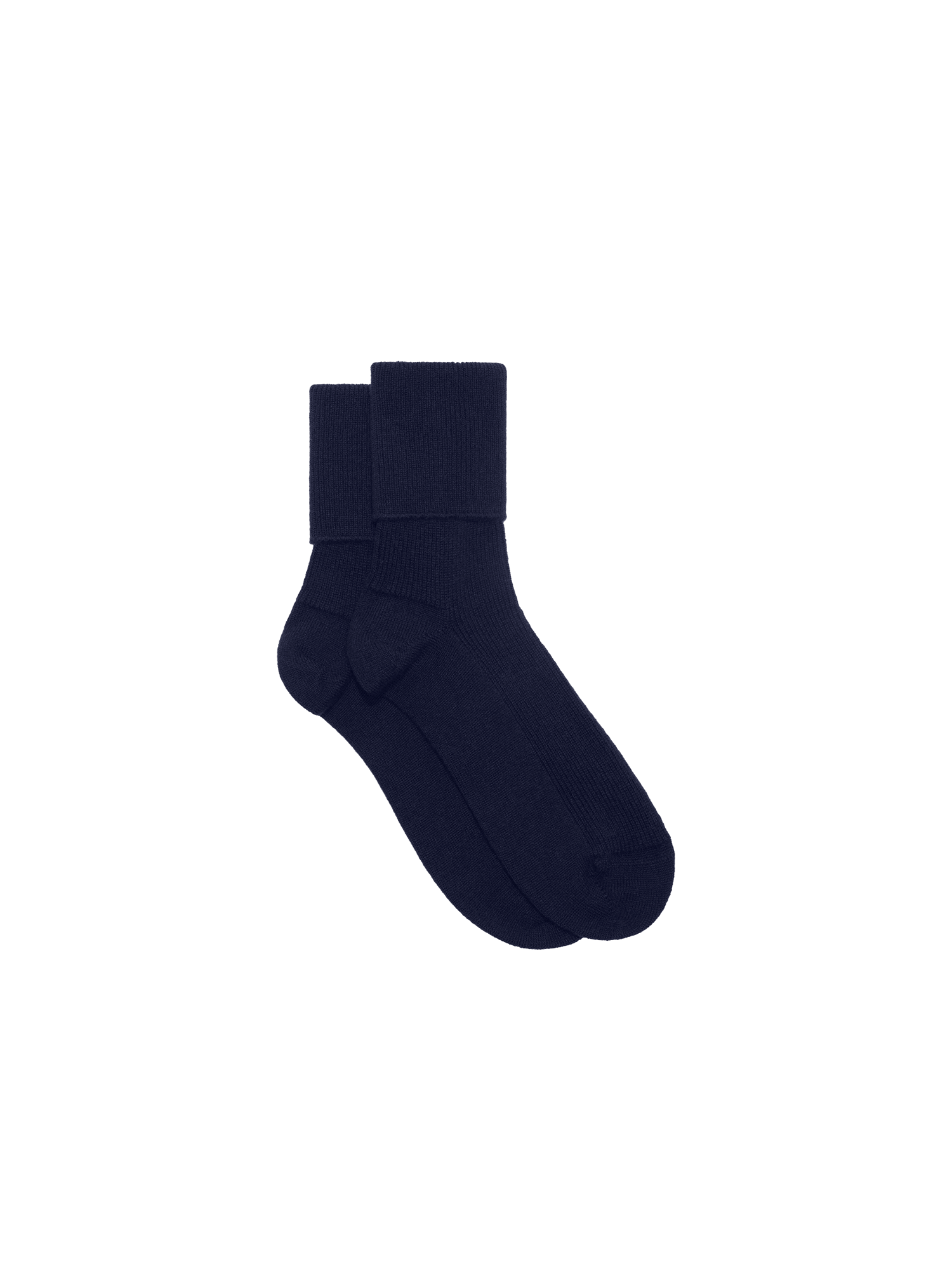 Cashmere Ribbed Ankle Socks—dark navy