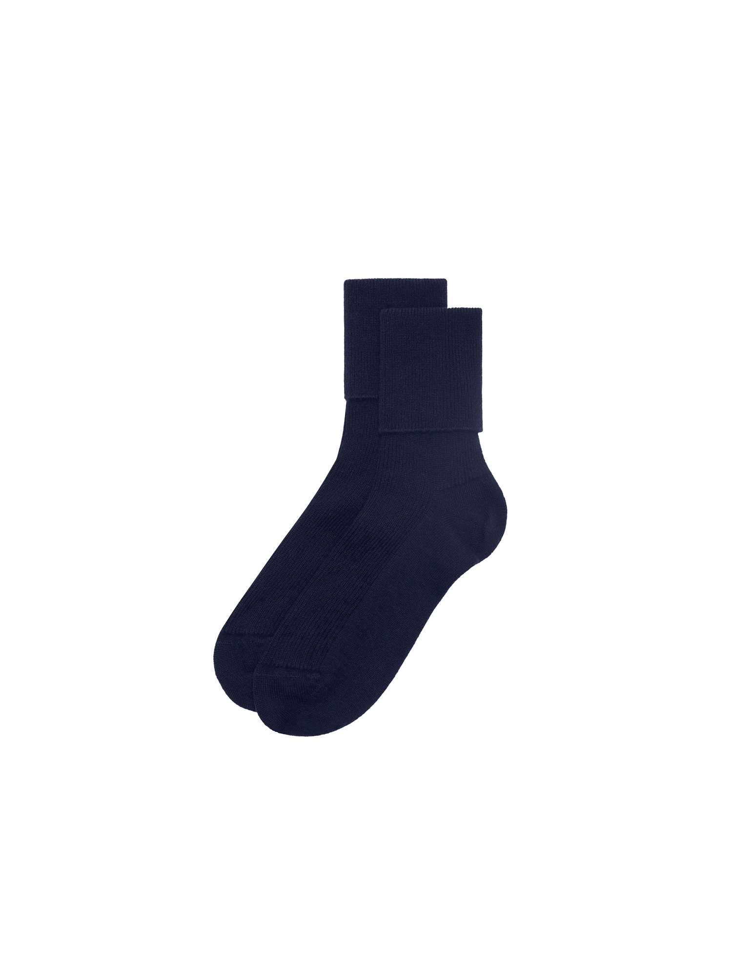 Cashmere Ribbed Ankle Socks—dark navy