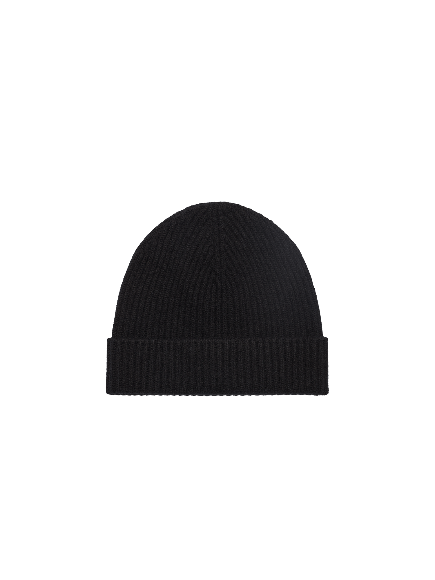 Cashmere Ribbed Beanie—black