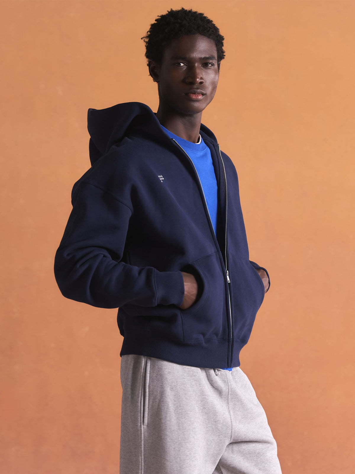 Mens Heavyweight Zip Up Hoodie—Ocean Navy
