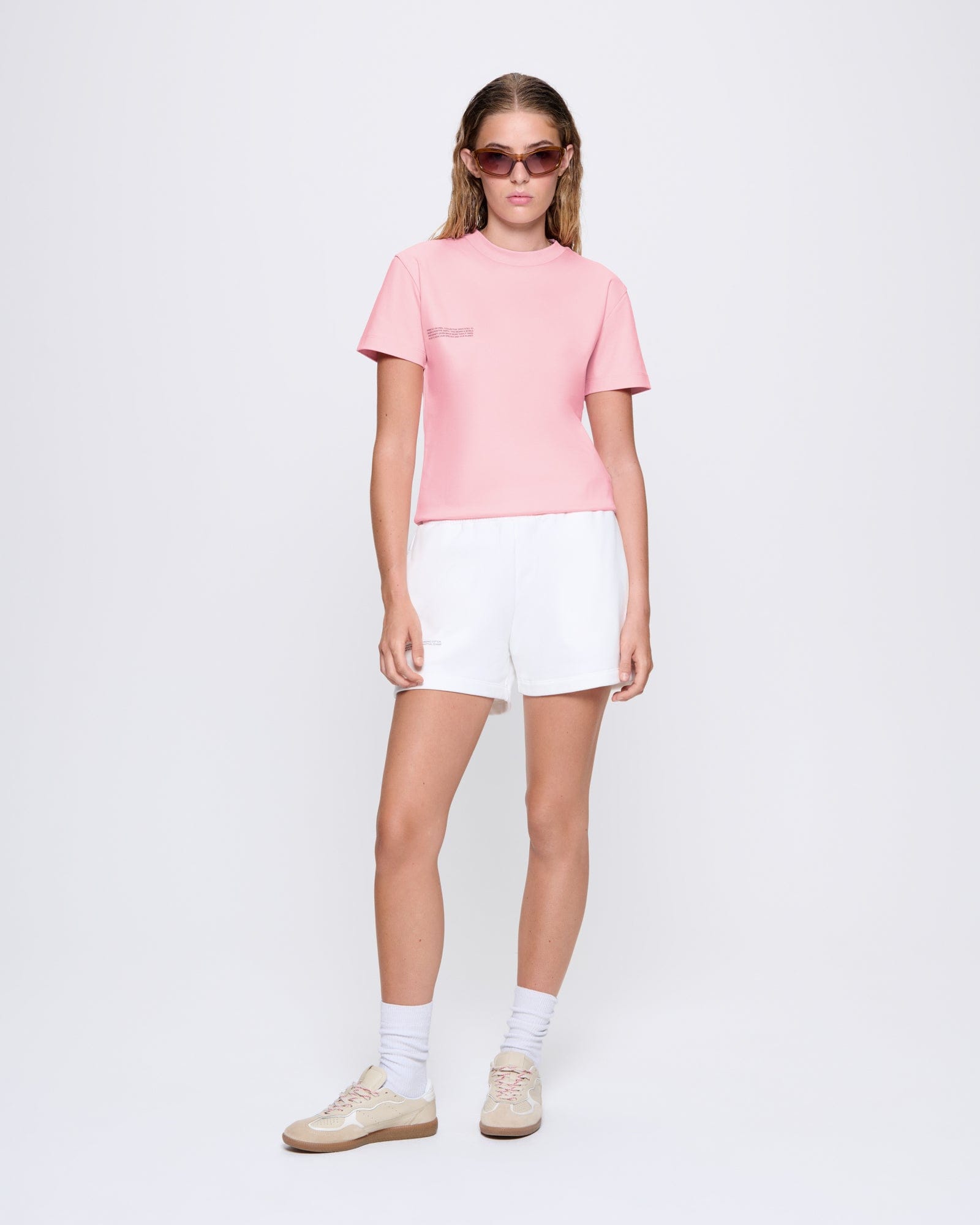 Sakura Pink Archive Womens Interlock T-shirt boxy silhouette 100% organic cotton ultra-soft lightweight feel