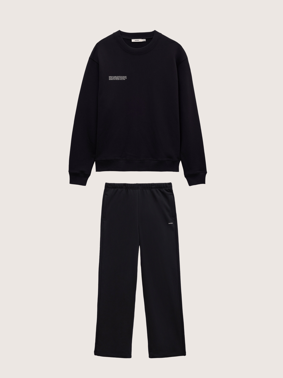 Mens Midweight Sweatshirt and Straight Leg Track Pants Set—Black