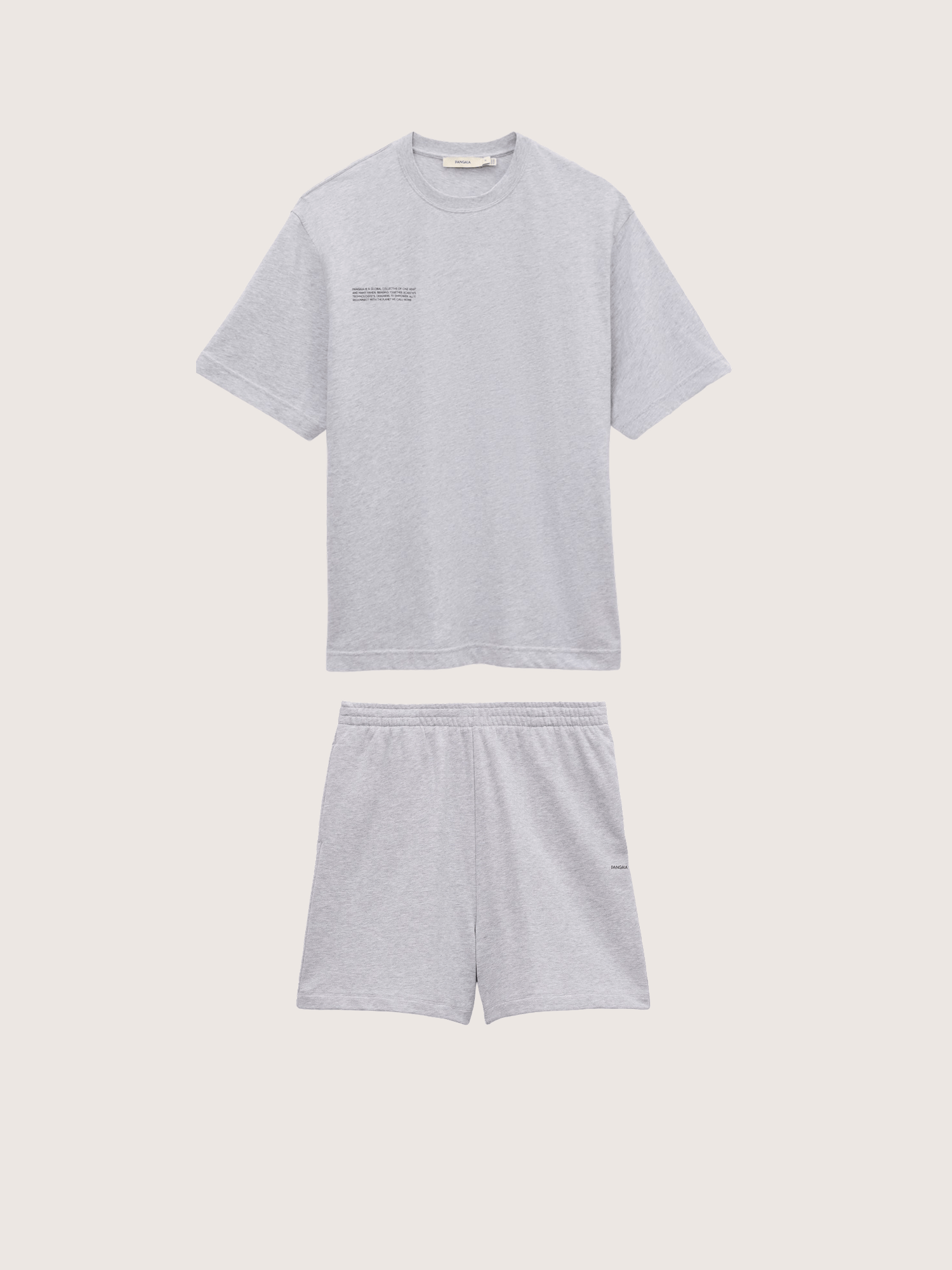 Mens Midweight T-Shirt and Shorts Set—Grey Marl