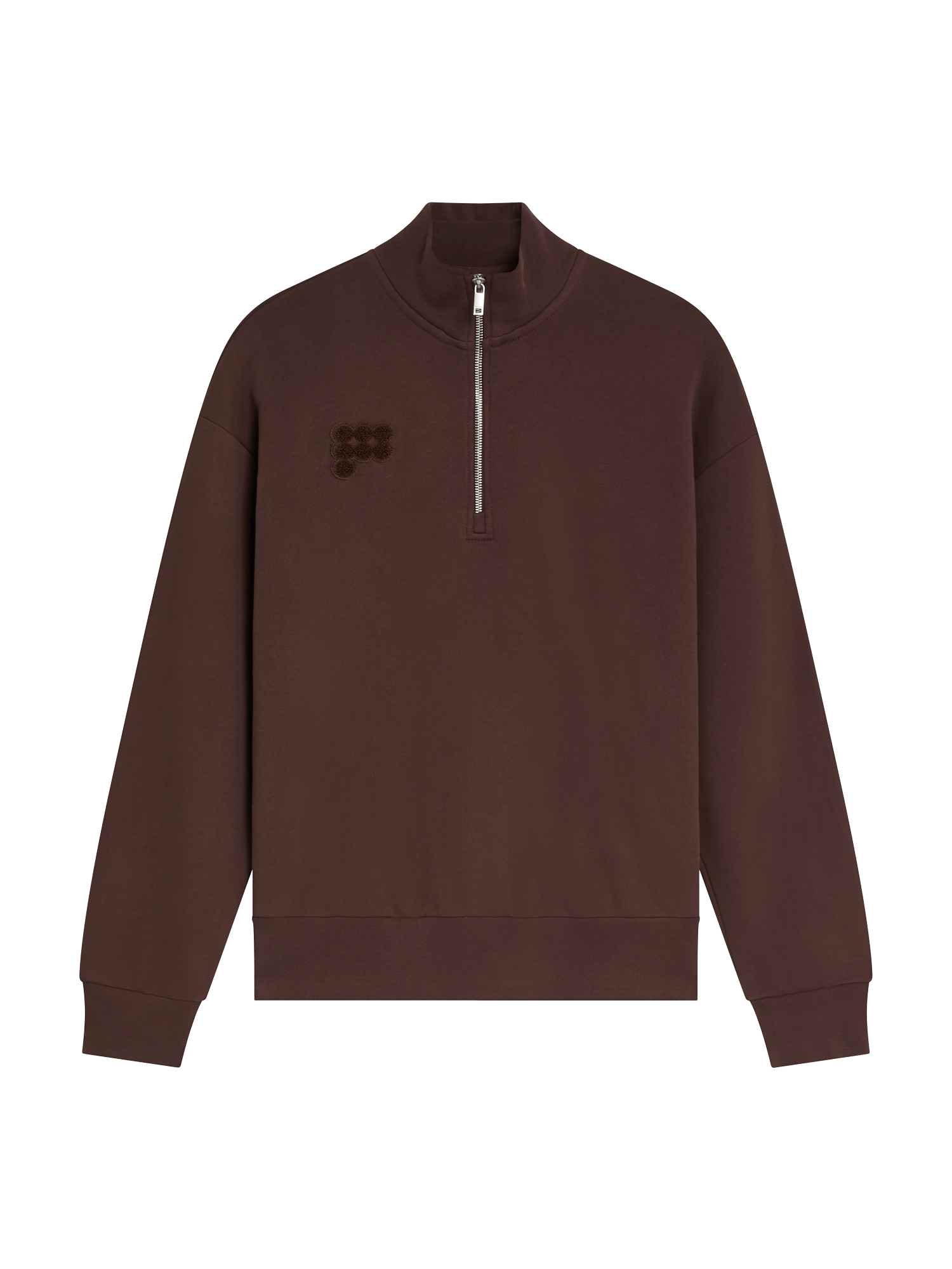 Womens Half Zip Sweatshirt—Mahogany Brown