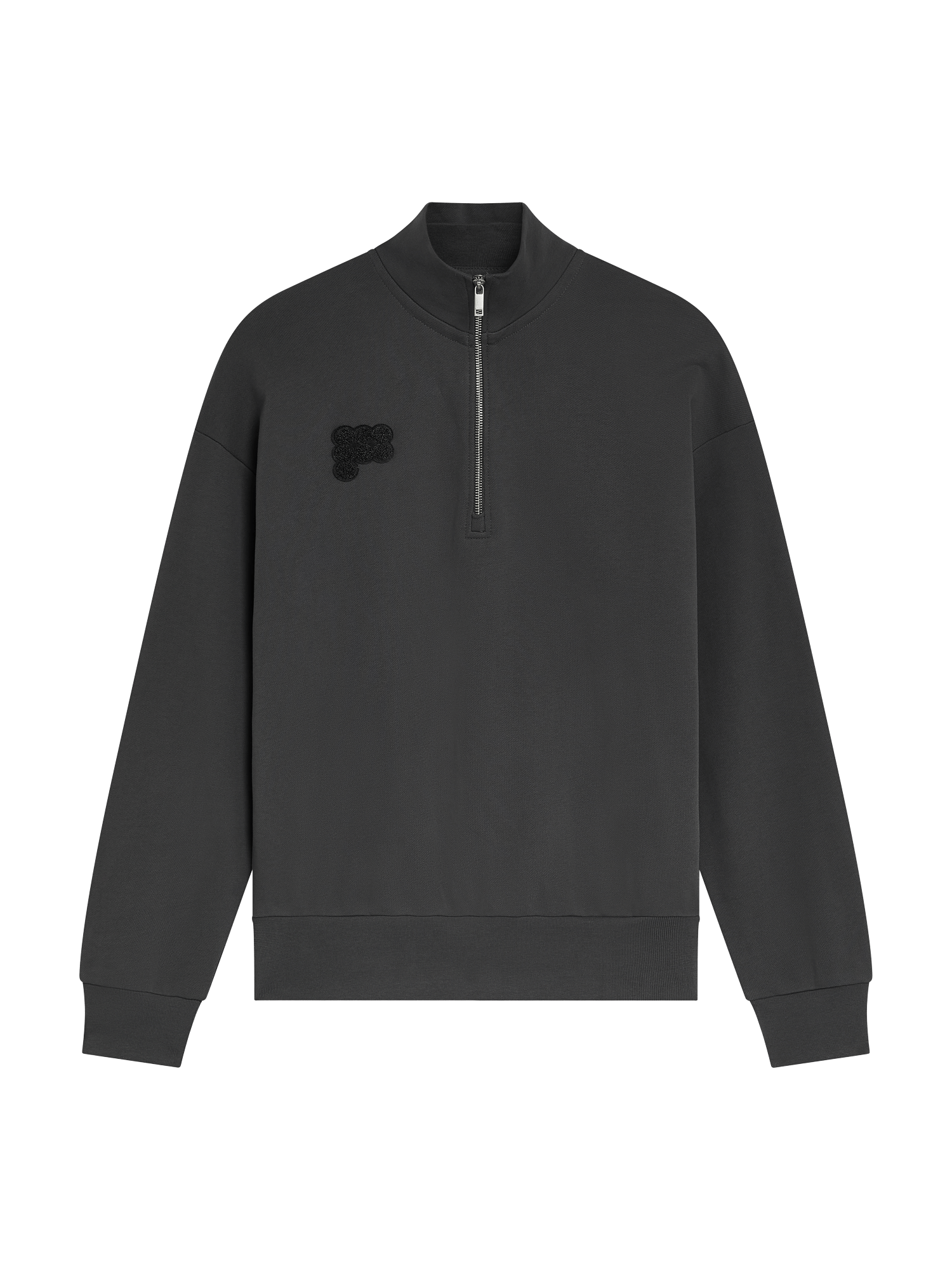 Womens Half Zip Sweatshirt—Smoked Black