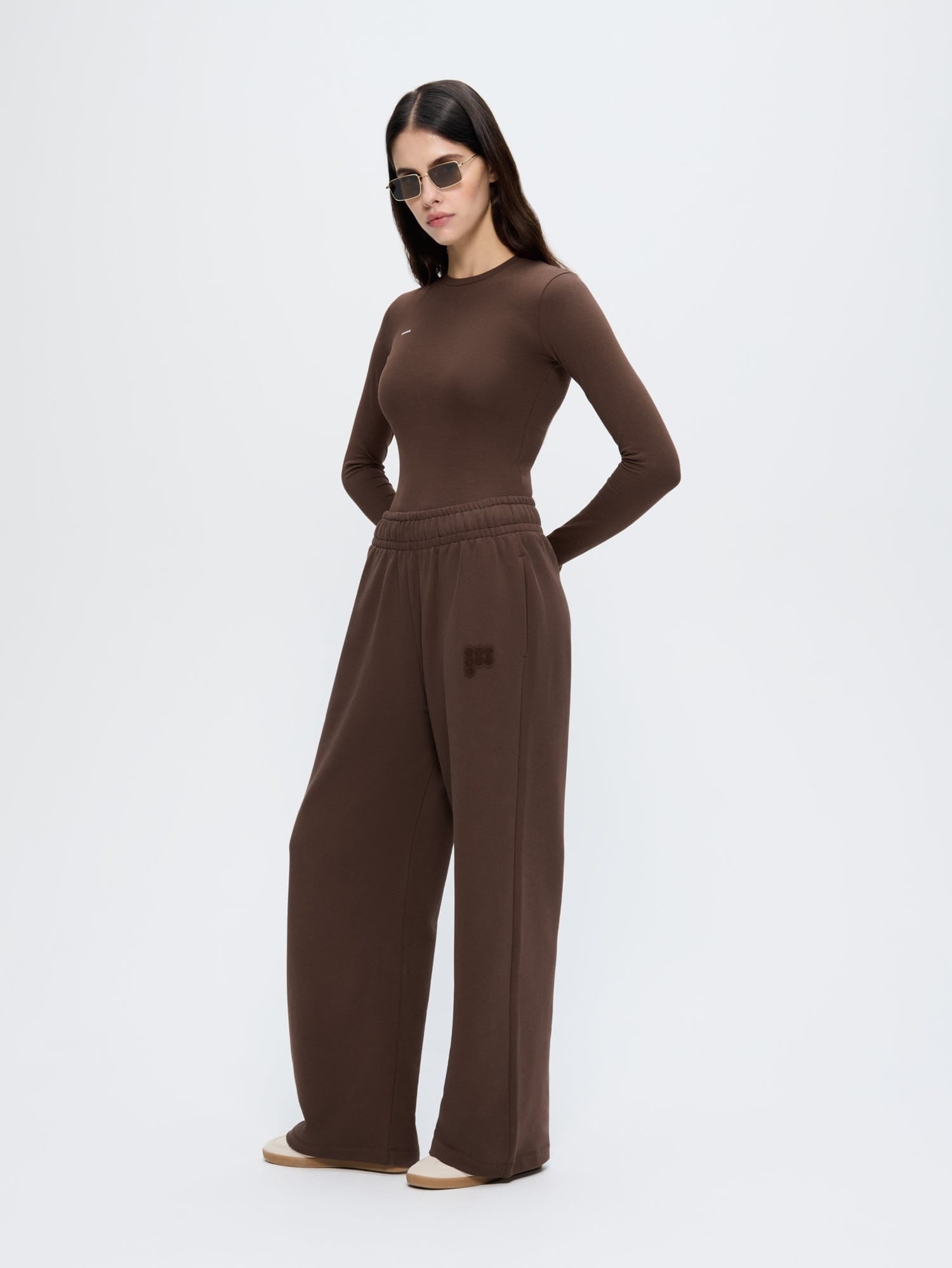 Womens Straight Leg Track Pants—Mahogany Brown