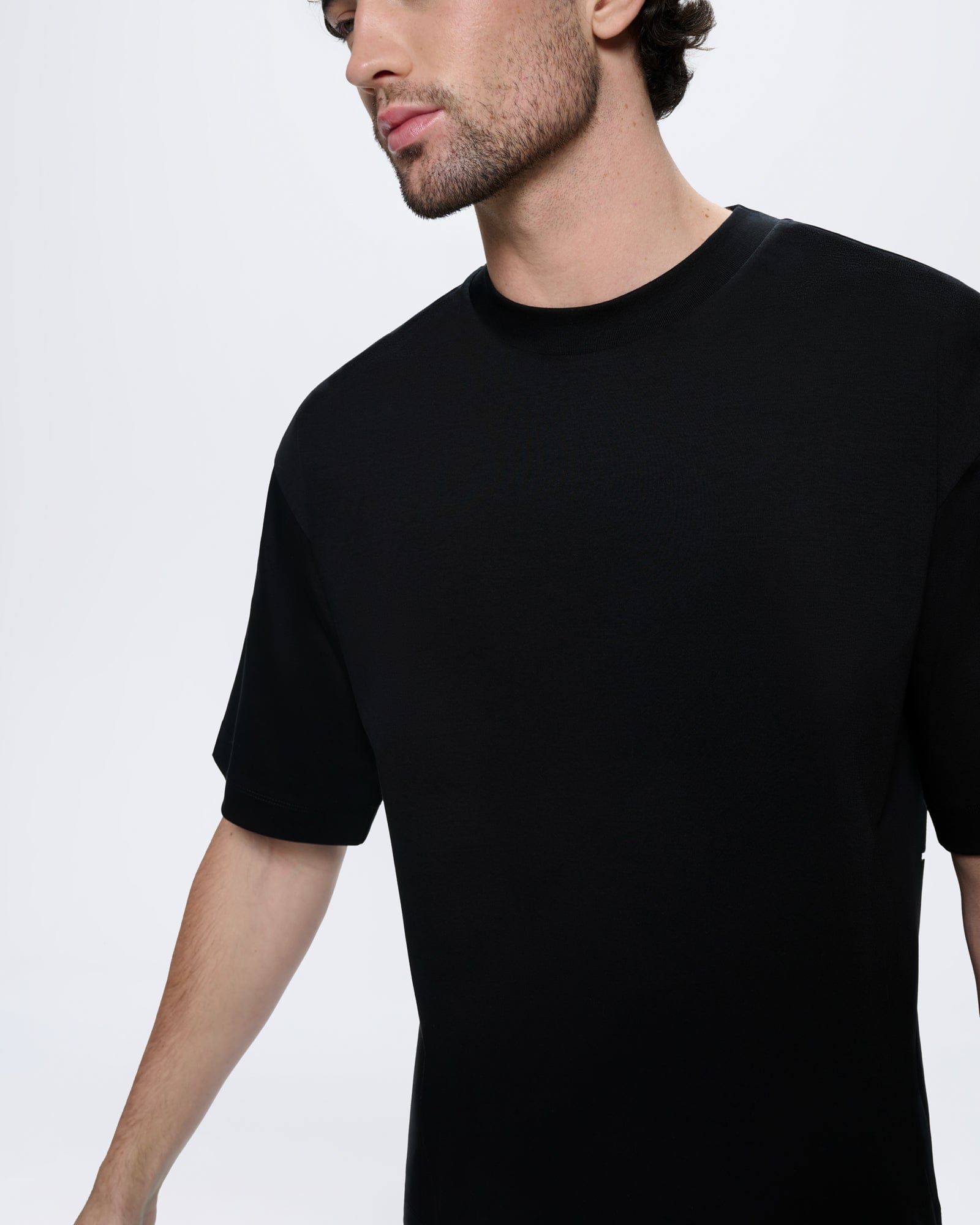 Mens black interlock oversized t-shirt, relaxed fit, ultra-soft organic cotton, crew neck