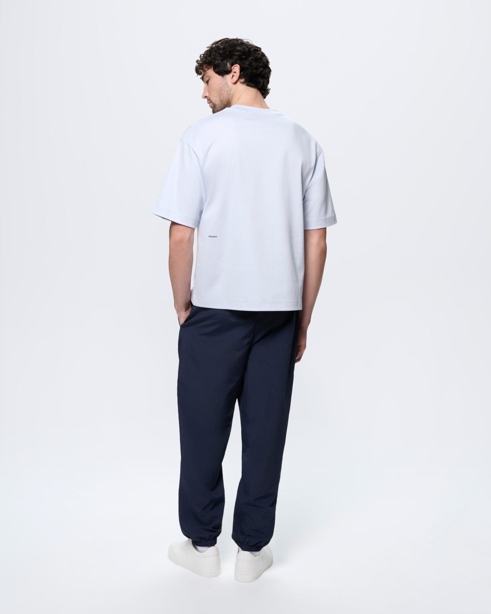 Men's Granite Navy Recycled Nylon Track Pants, oversized fit, lightweight 100% recycled polyamide