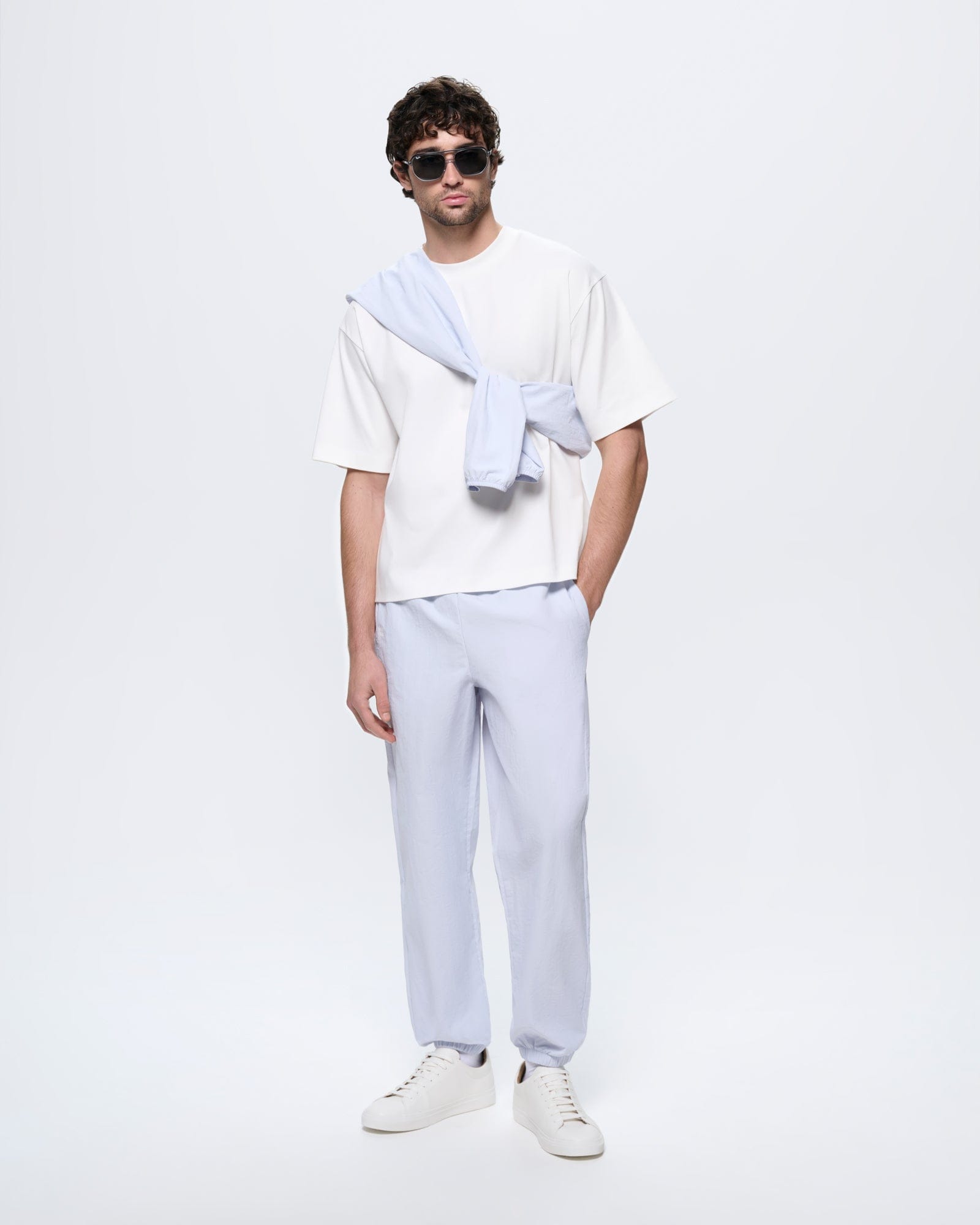Mens Recycled Nylon Track Pants—Ice Grey
