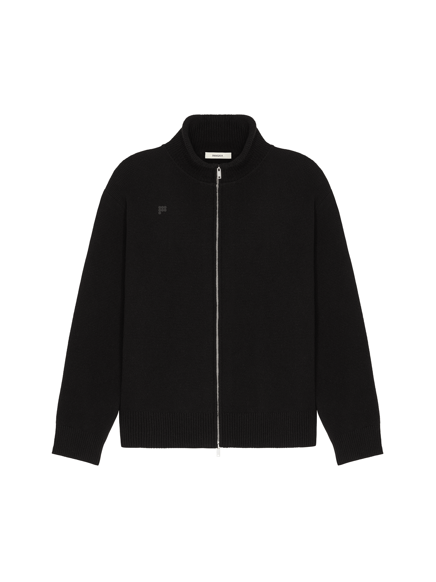 Mens Recycled Cashmere Zip Up Sweater—black