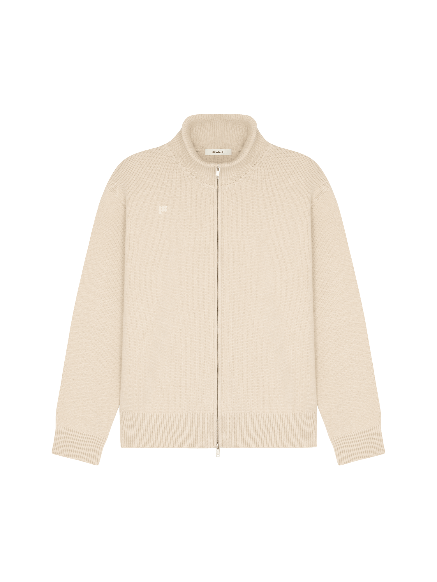 Mens DNA Recycled Cashmere Zip Up Sweater—ecru ivory