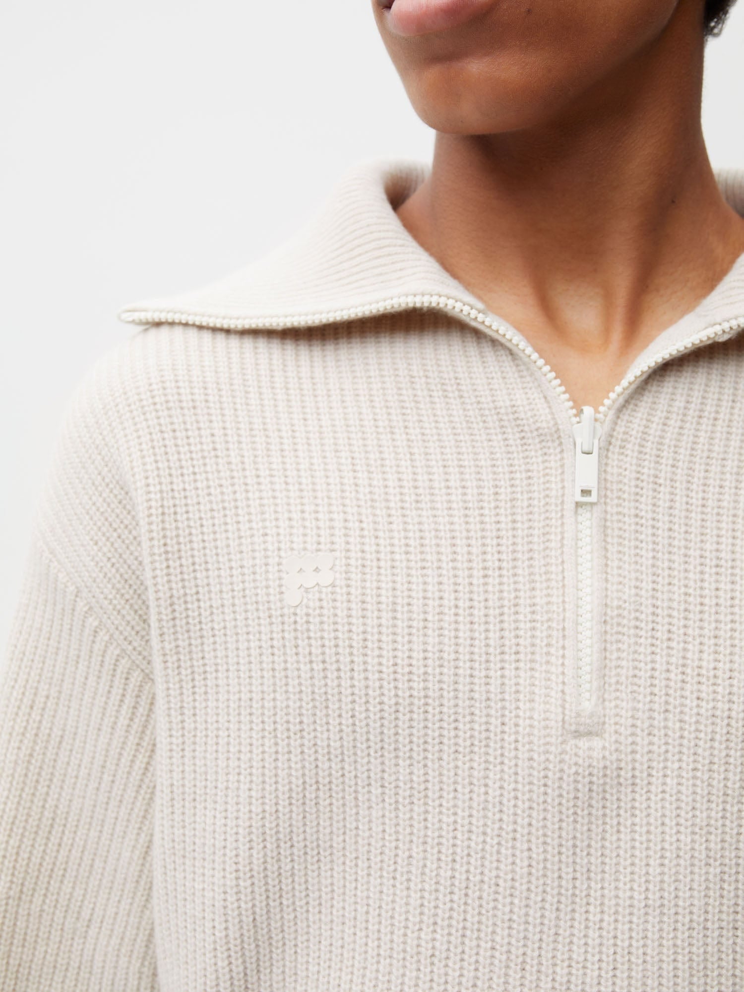 Recycled Cashmere Half Zip‚Äîoatmeal male