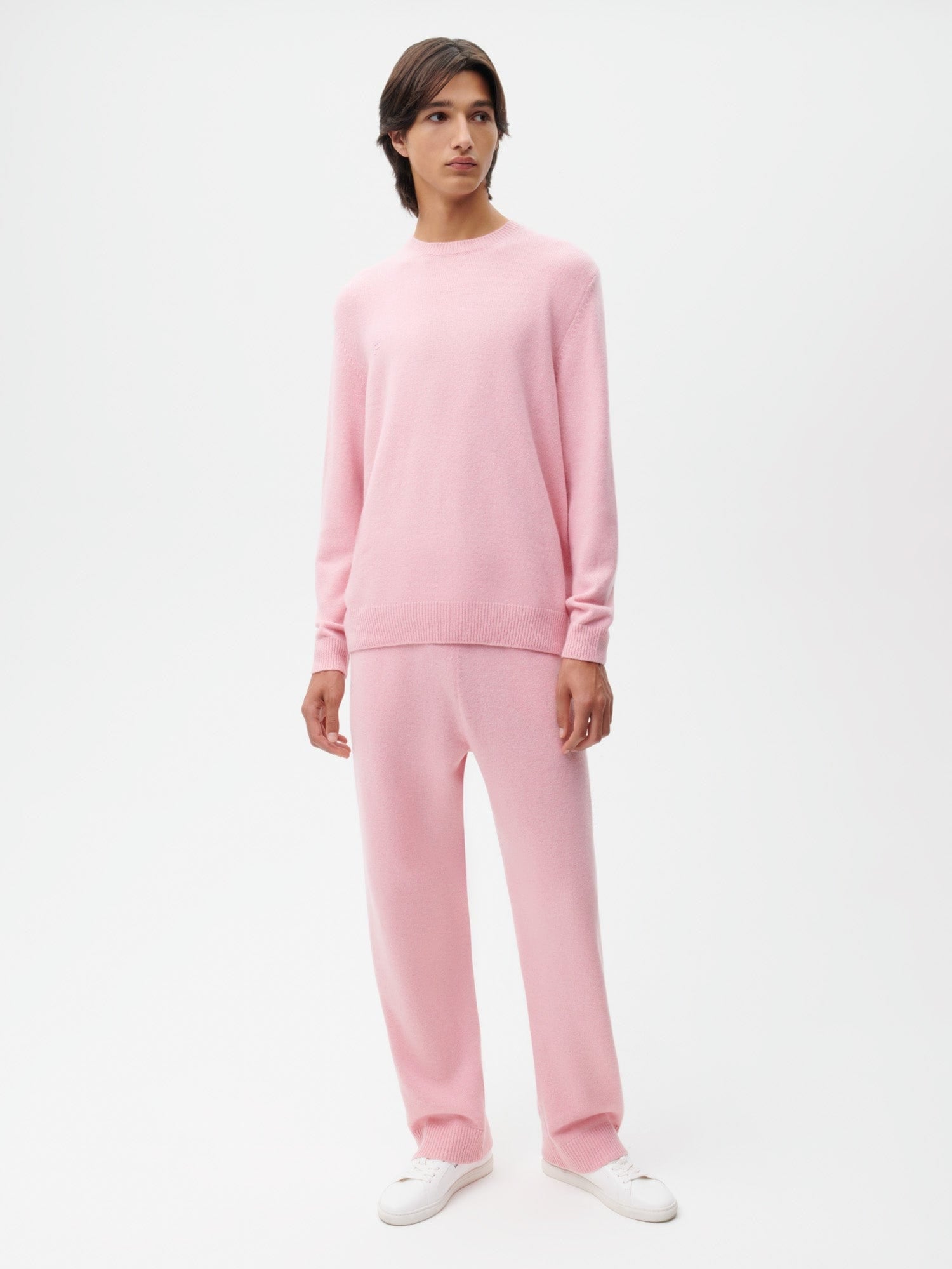 Recycled Cashmere Loose Track Pants—sakura pink male