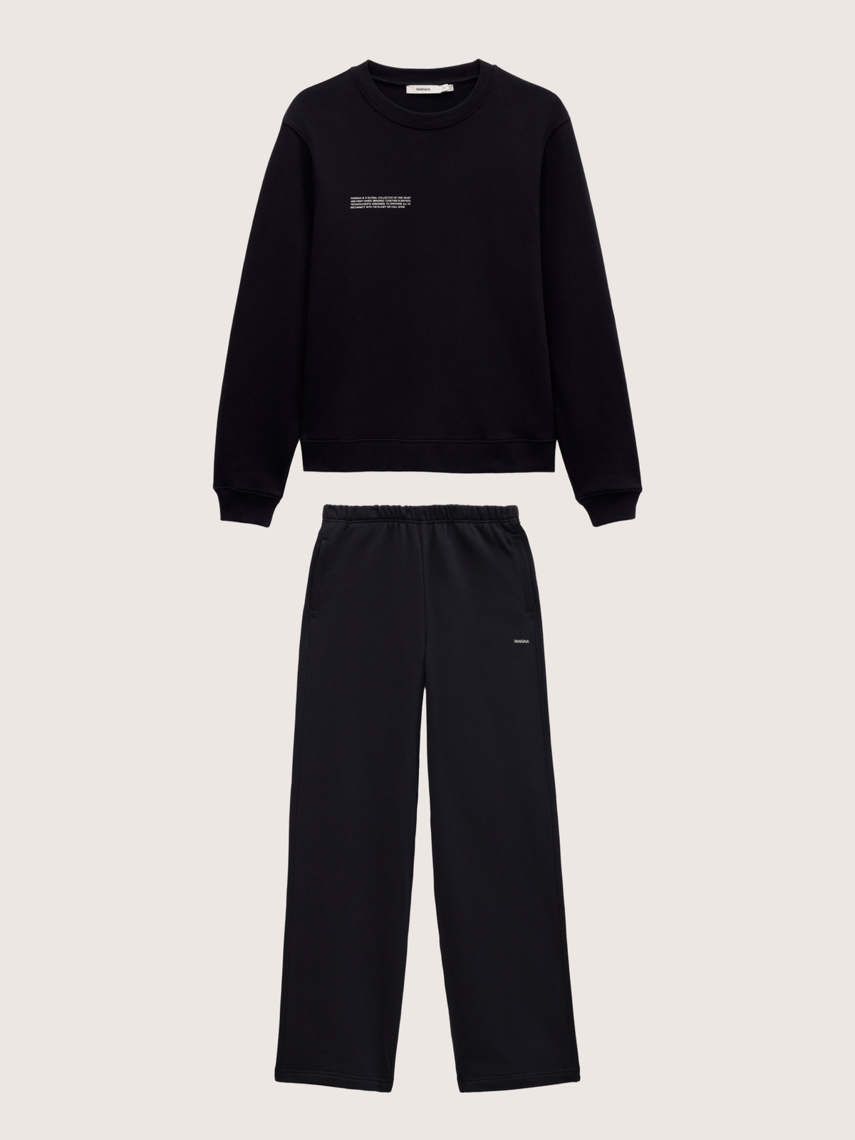 Womens Midweight Sweatshirt and Straight Leg Track Pants Set—Black