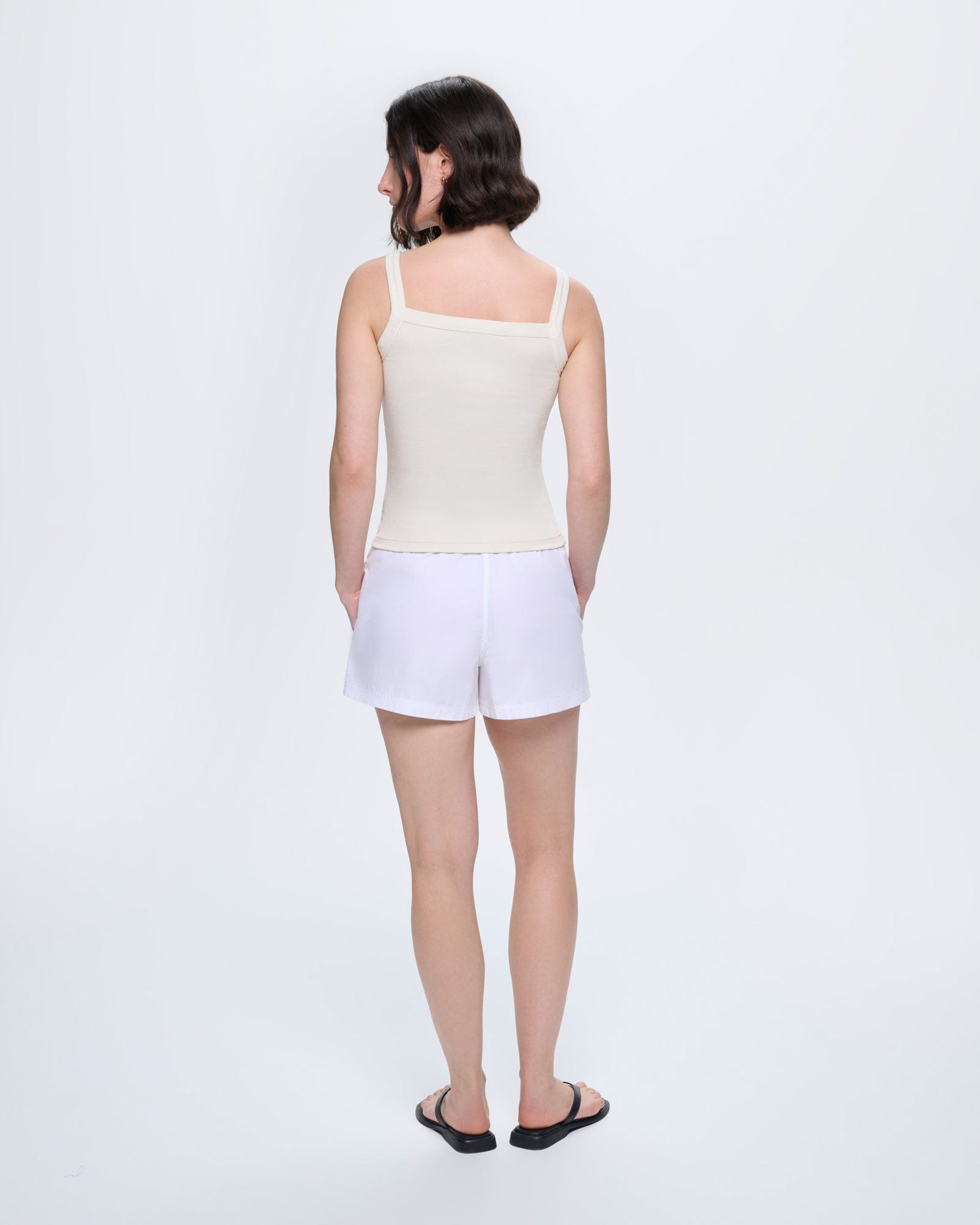Womens Off-White organic cotton poplin shorts relaxed fit elasticated waist side pockets