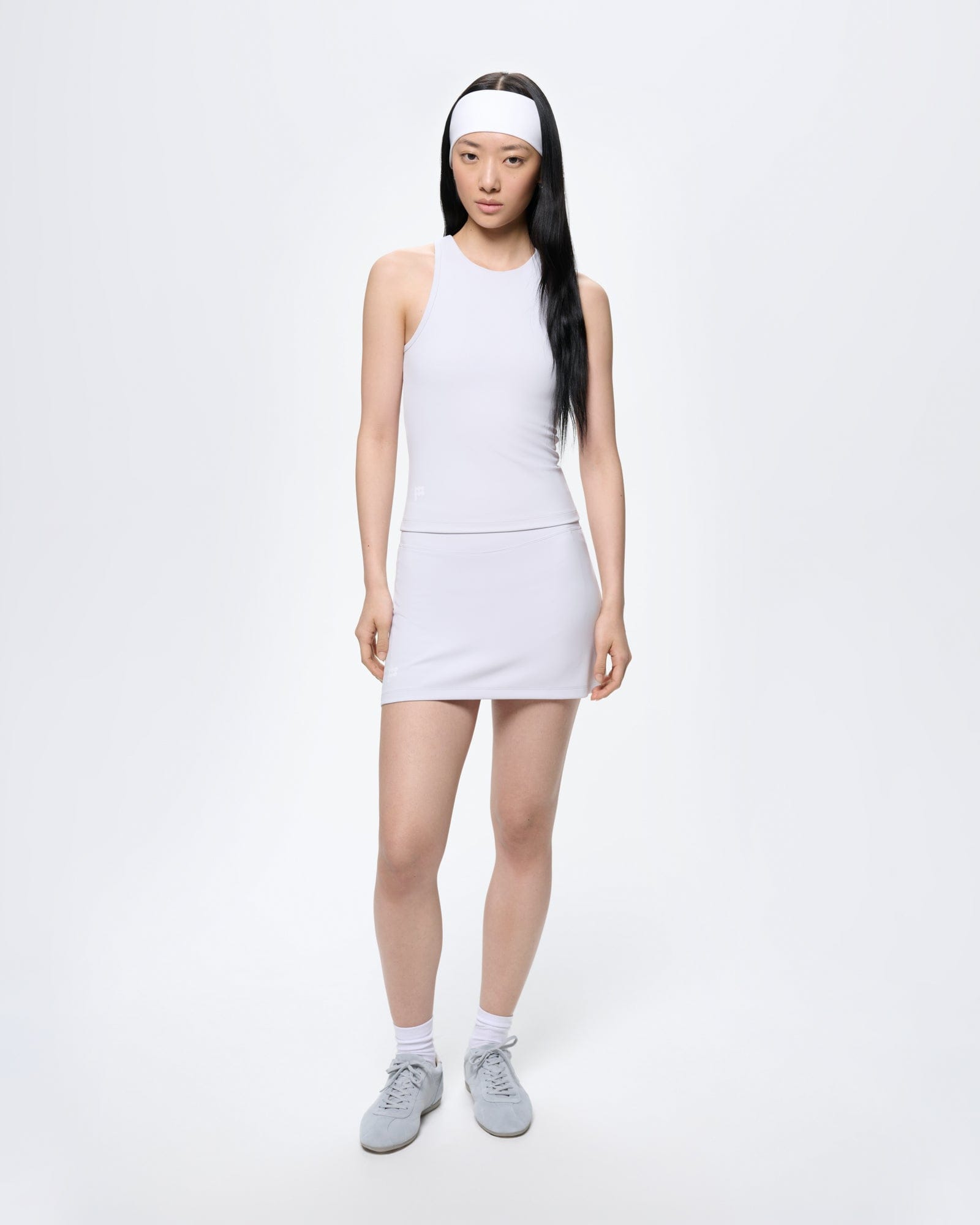 Womens Court Side Skort—Ice Grey