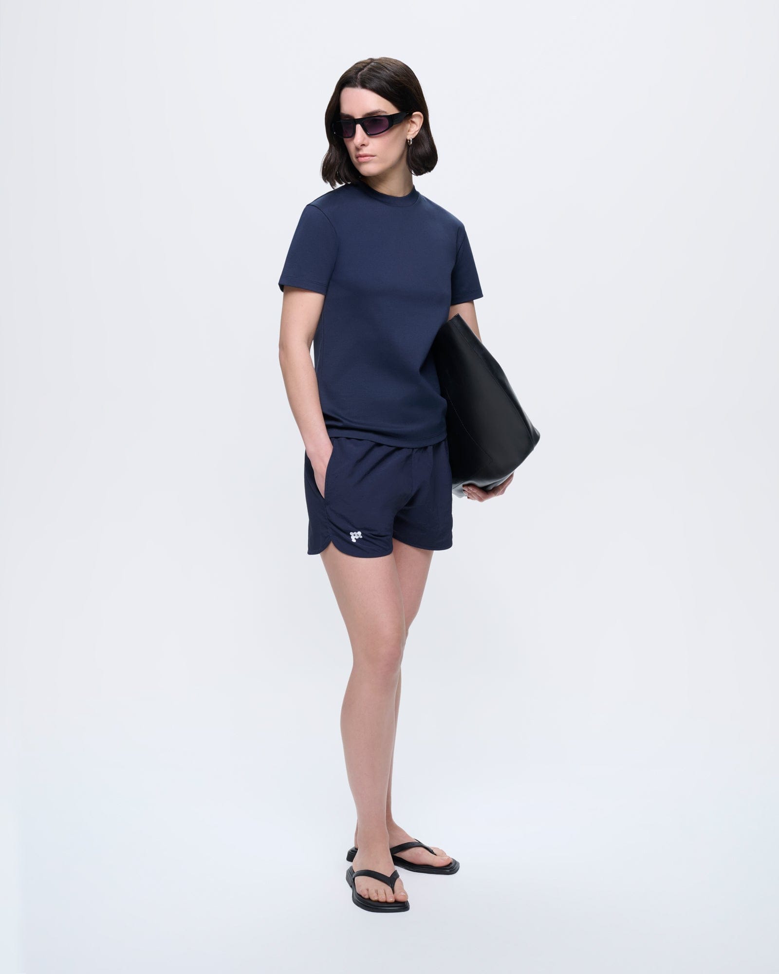 Granite Navy Womens Interlock T-Shirt. Organic cotton, ultra-soft, breathable, regular fit, structured silhouette, crew neck