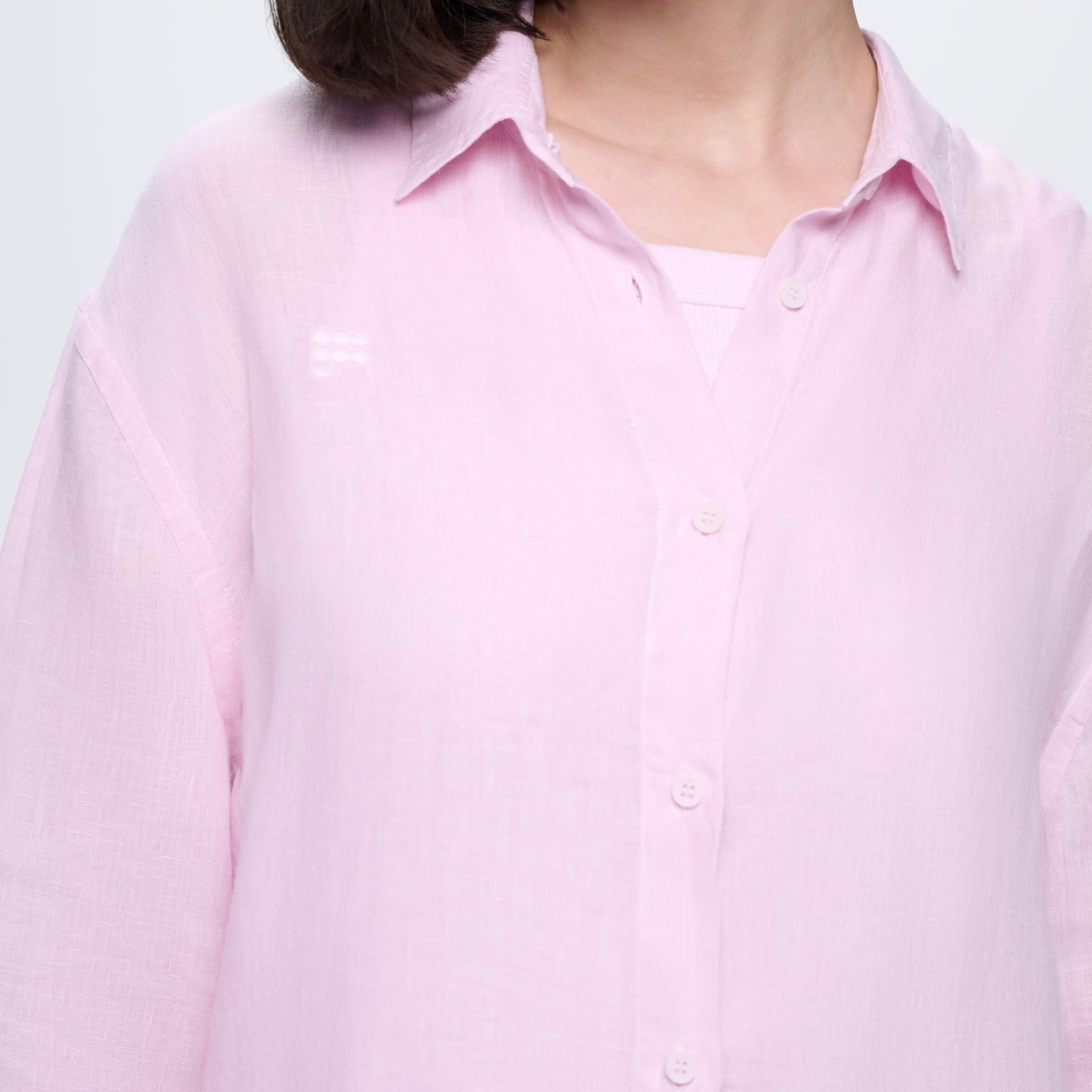 Womens Light Lilac Linen Overshirt, relaxed fit long sleeve ultra-soft European Flax linen shirt