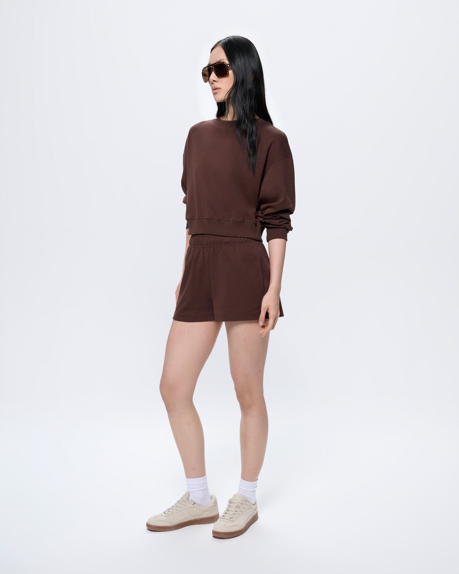 Womens Cotton Shorts—Mahogany Brown