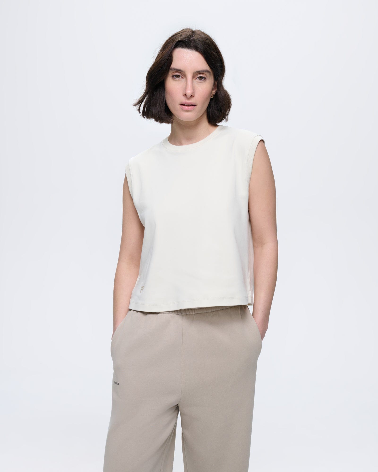 Womens Sleeveless T-Shirt—Bone White