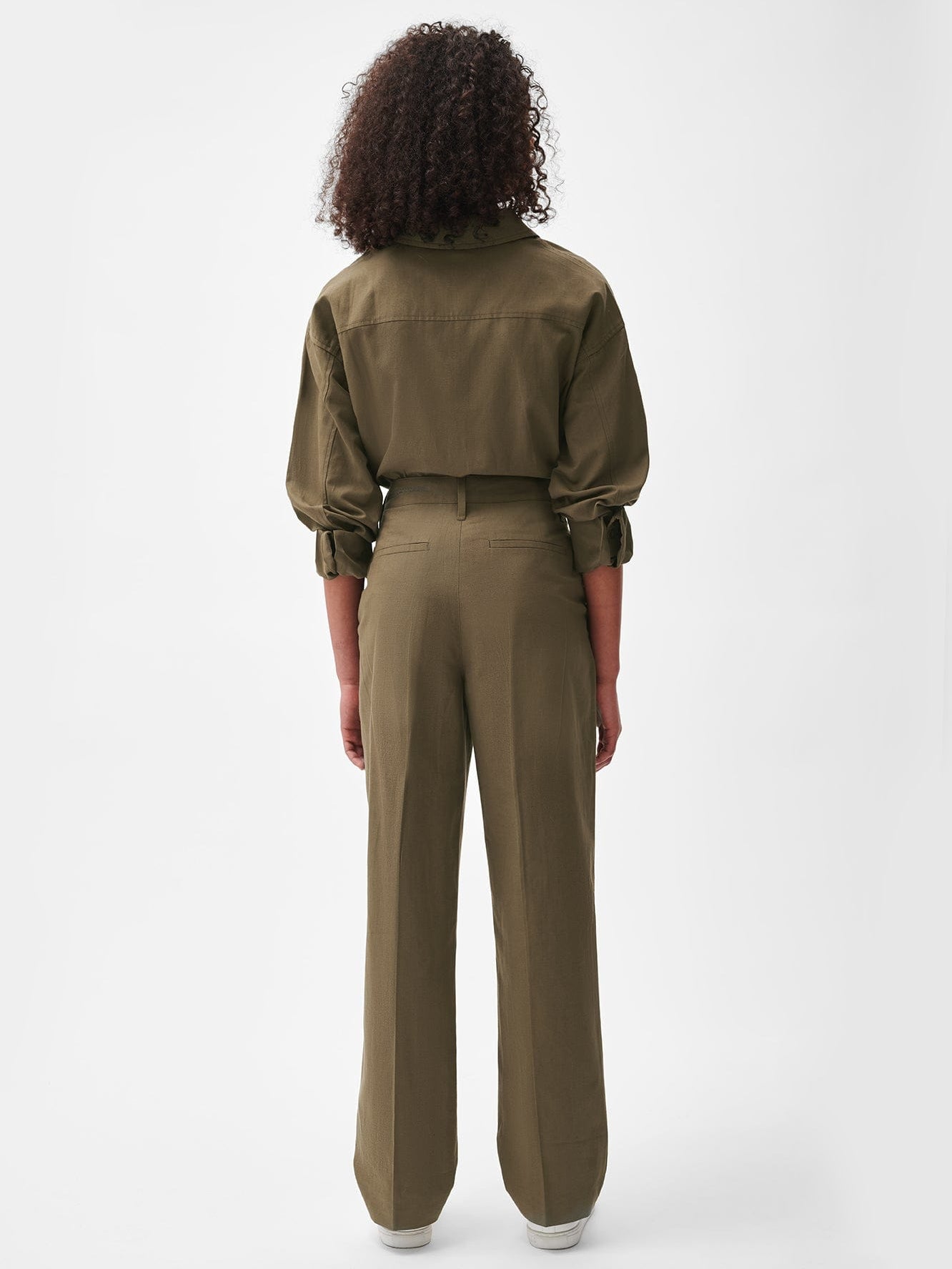 Womens-Cotton-Linen-Trouser-Soil-Brown-Model-Female-2