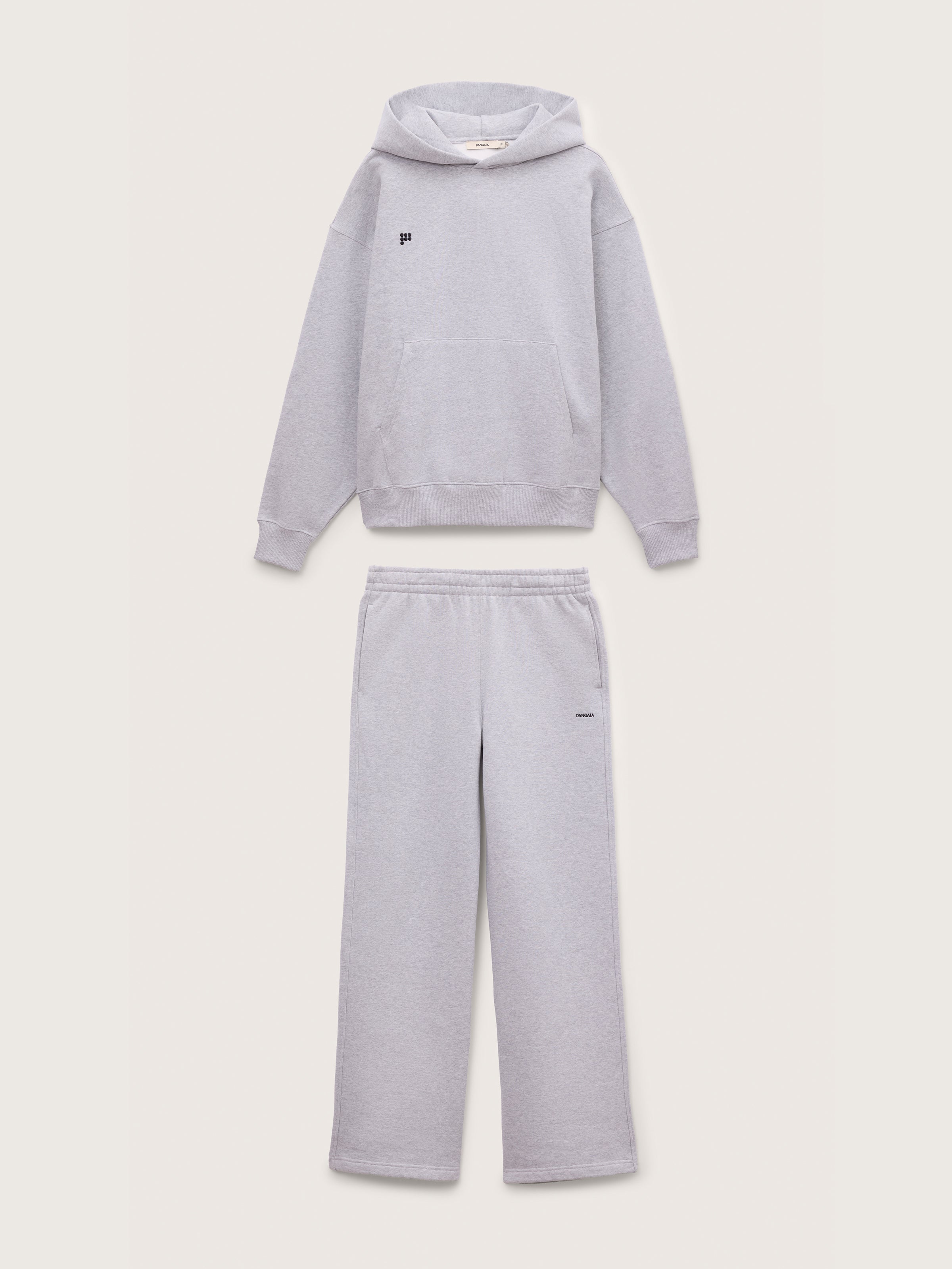 Mens Heavyweight Hoodie and Straight Leg Track Pants Set—Grey Marl