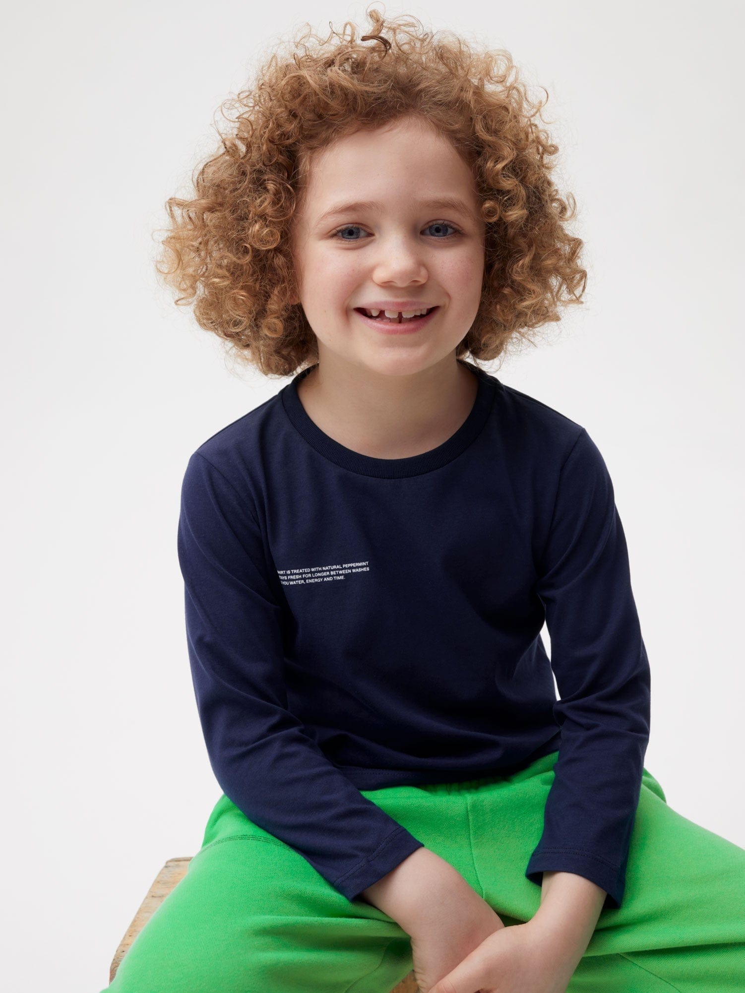 Kids Organic Cotton Long Sleeve T Shirt Navy