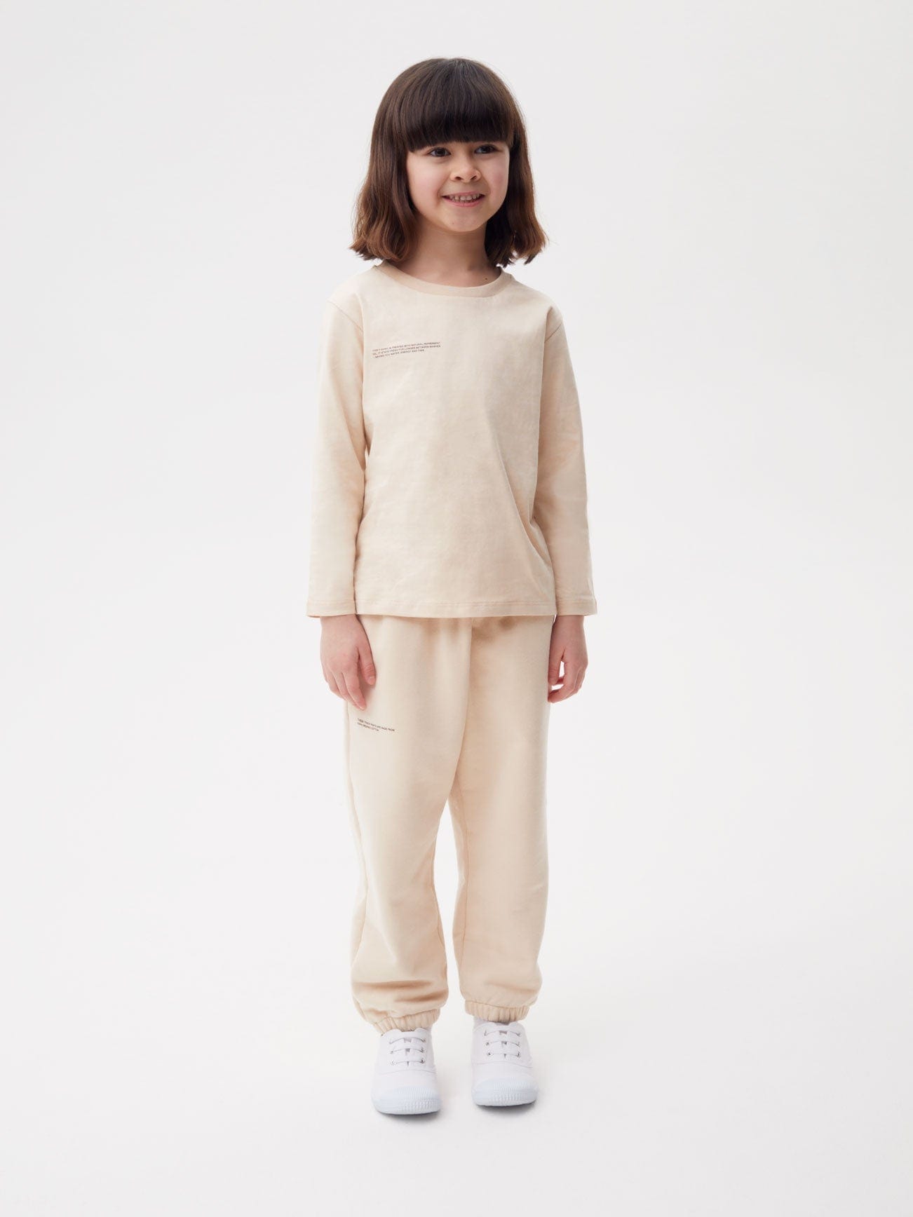 Kids Organic Cotton Long Sleeve T Shirt Sand