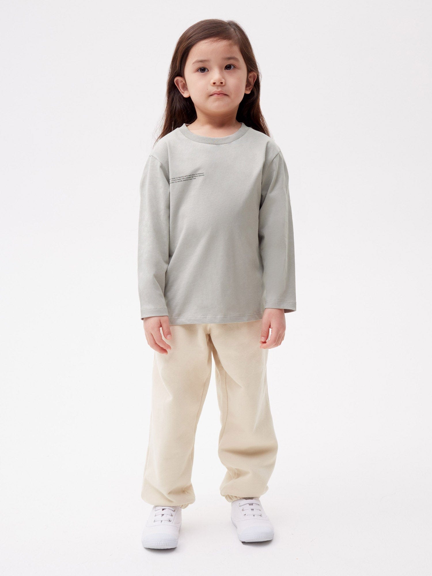 Kids Organic Cotton Long Sleeve T Shirt Stone