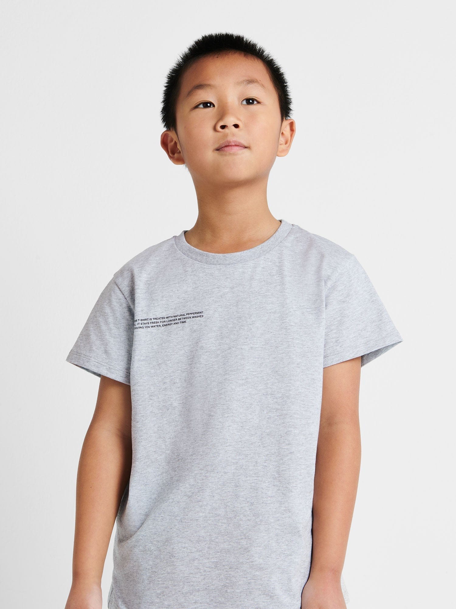 Kids Organic Cotton T Shirt Pale Grey Melange Model Model