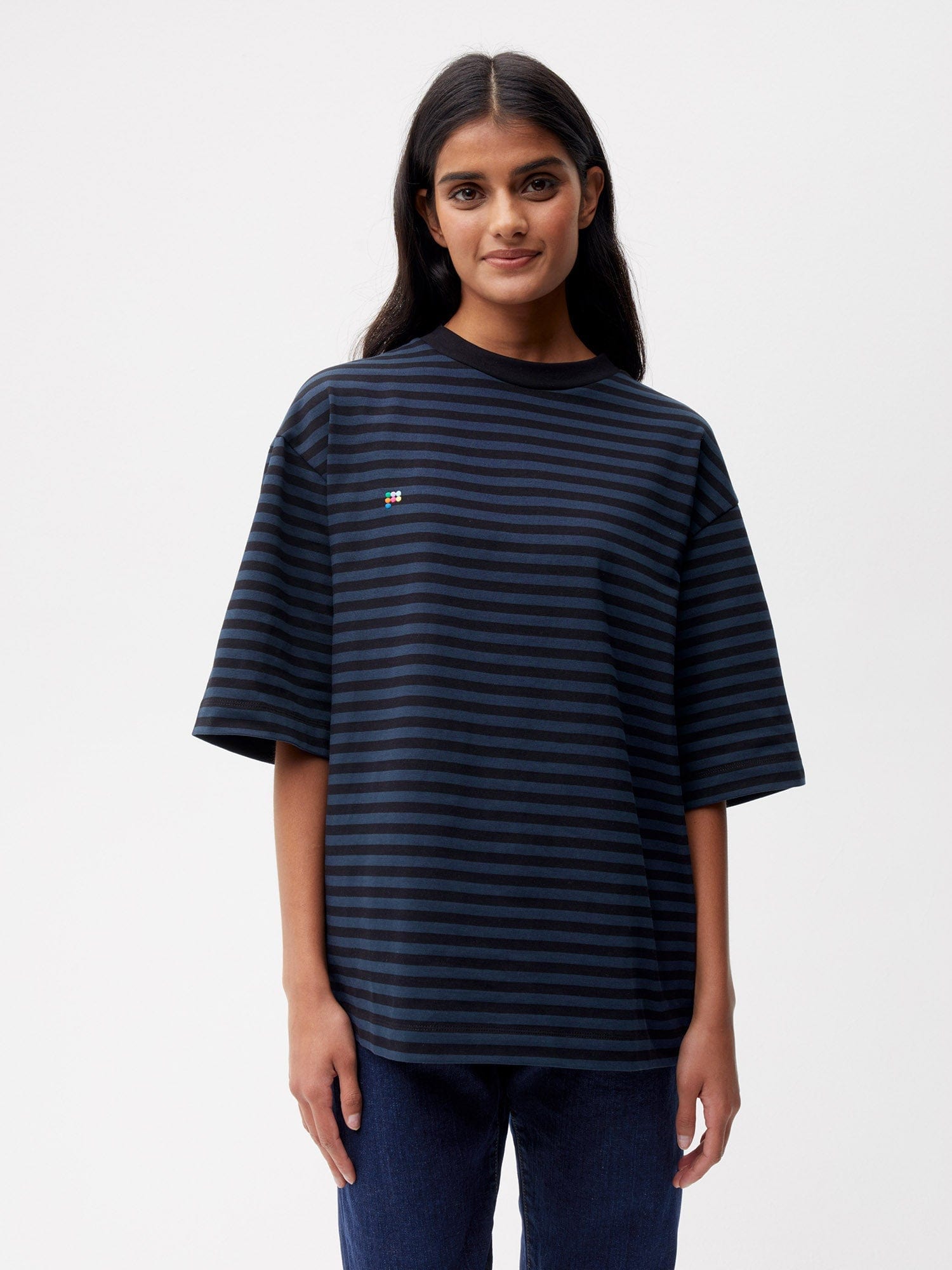 Recycled Cotton Stripe Boxy T-Shirt Female